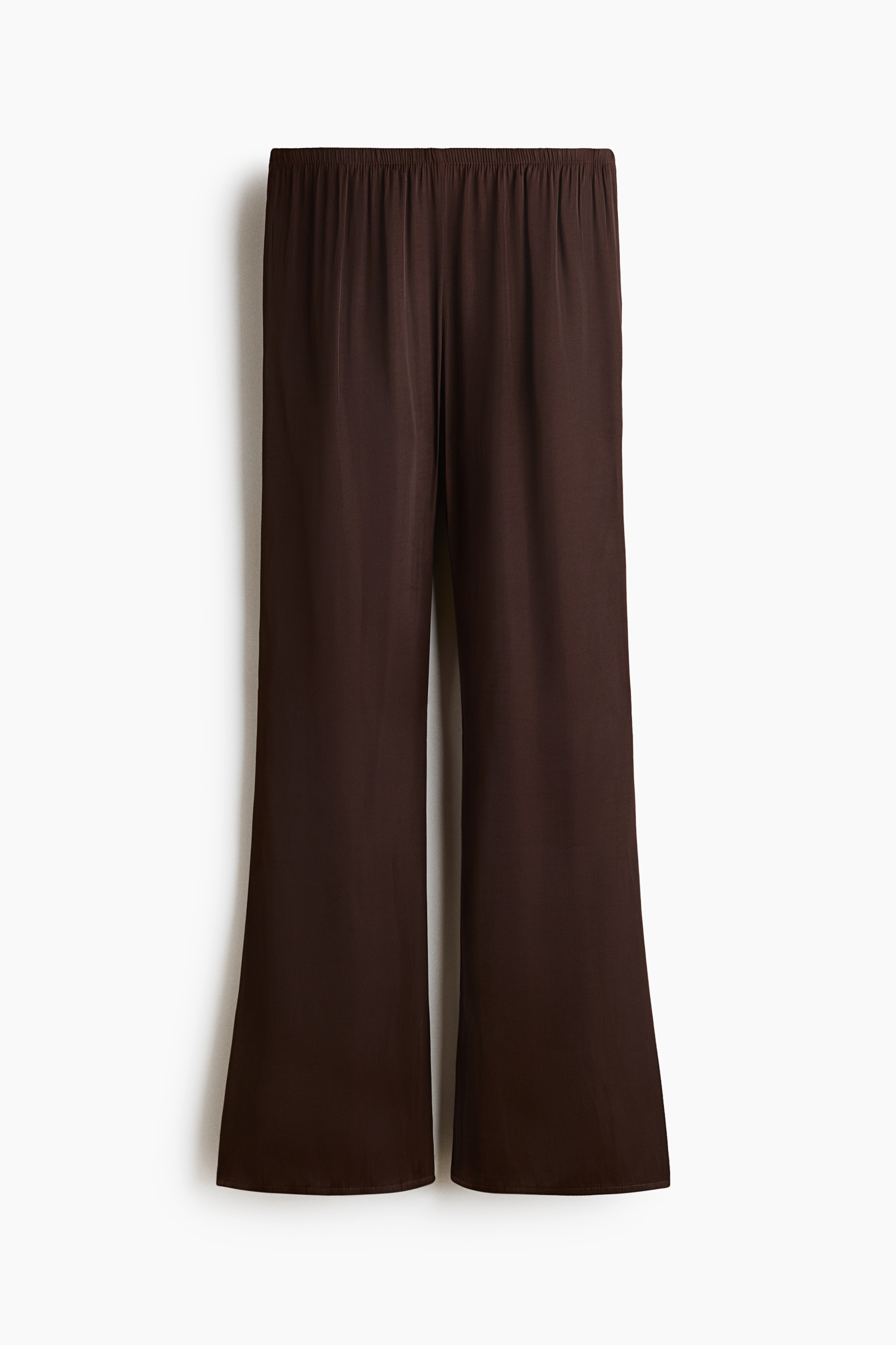Flared satin trousers - Dark brown/Mustard yellow/Cream