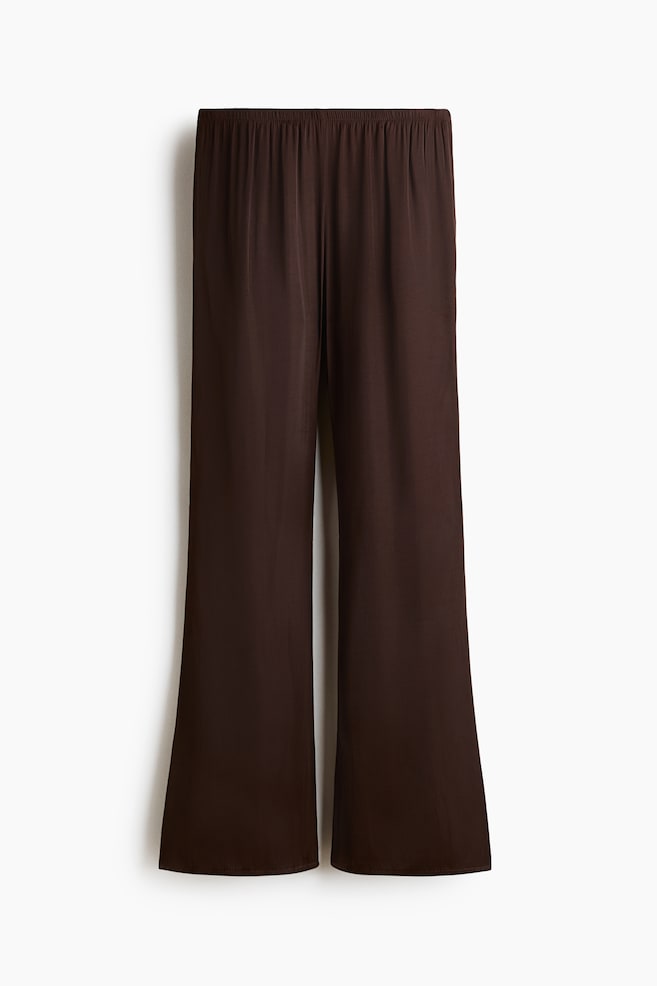 Flared Satin Pants - Dark brown/Cream/Black/Mustard yellow/Sage green - 1