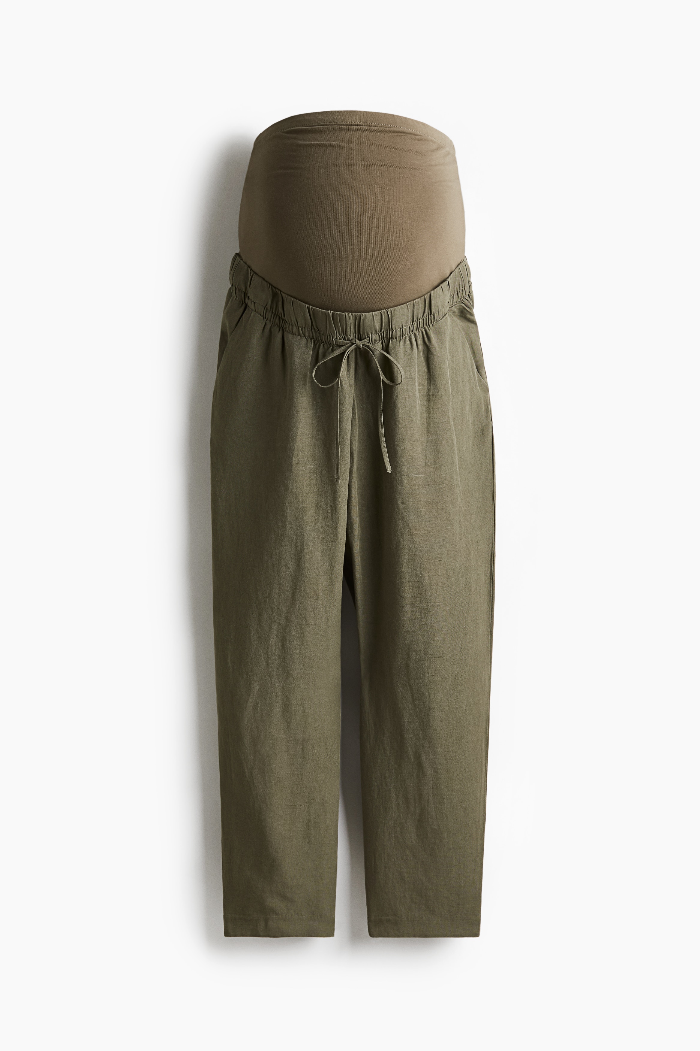 MAMA Linen-Blend Pants - Khaki green - Ladies | H&M US
