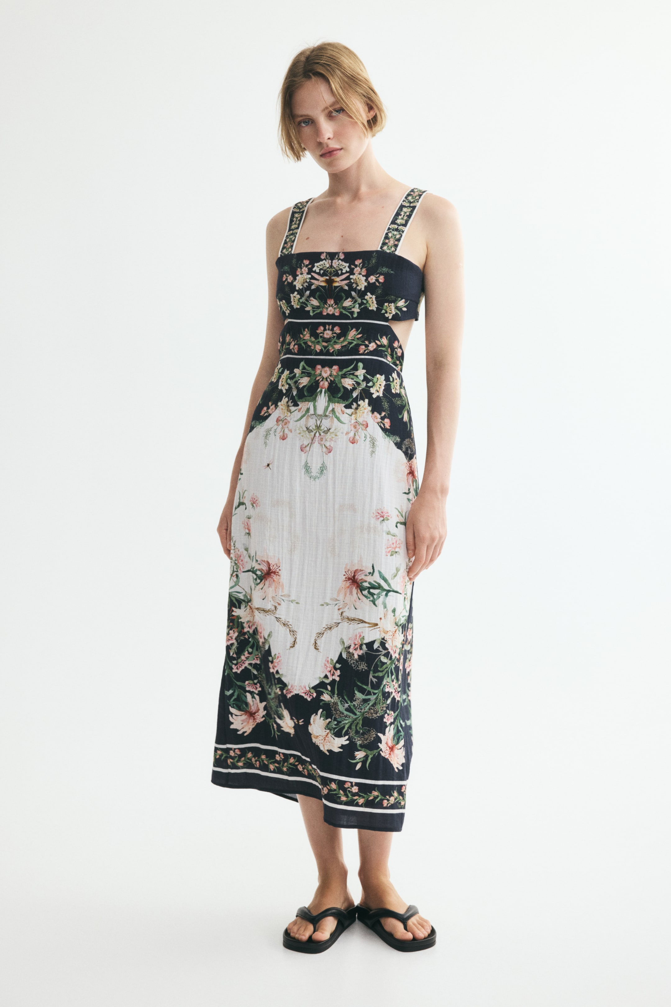 Tie-Detail Cutout Dress