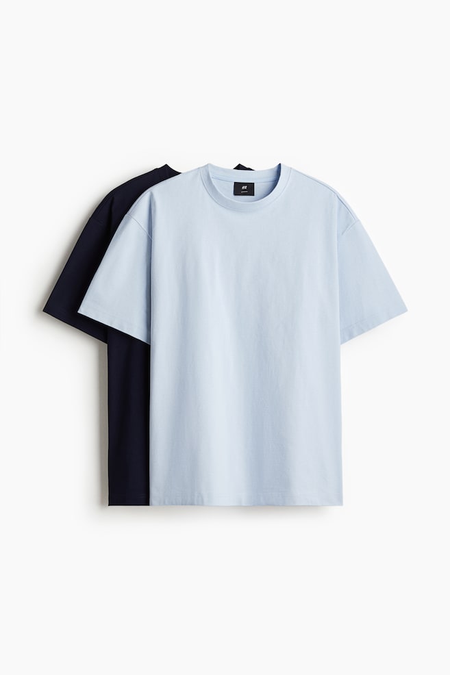 2-pack Loose Fit T-shirts - Light blue/Navy blue/Black/White - 1