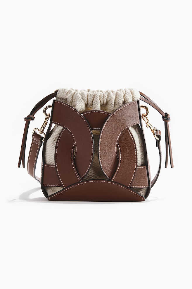 Crossbody Bucket Bag - Brown - 1