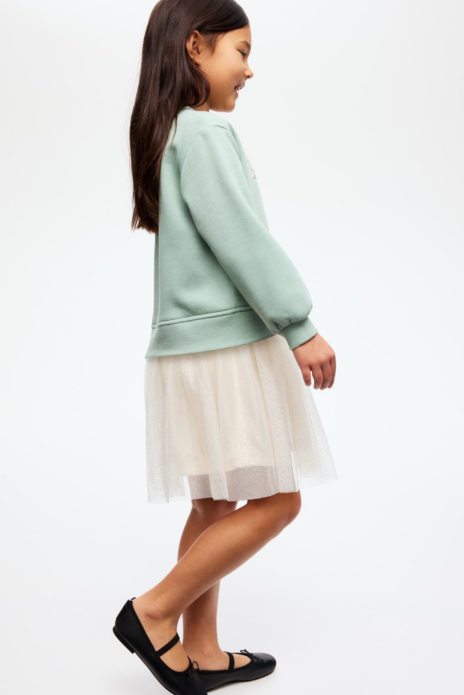 Tulle-skirt sweatshirt dress - Light green/Love/Cream/Bow/Light beige/Ballerinas/Dark grey/New York/Light pink/Horse/Light grey marl/Rainbow - 4
