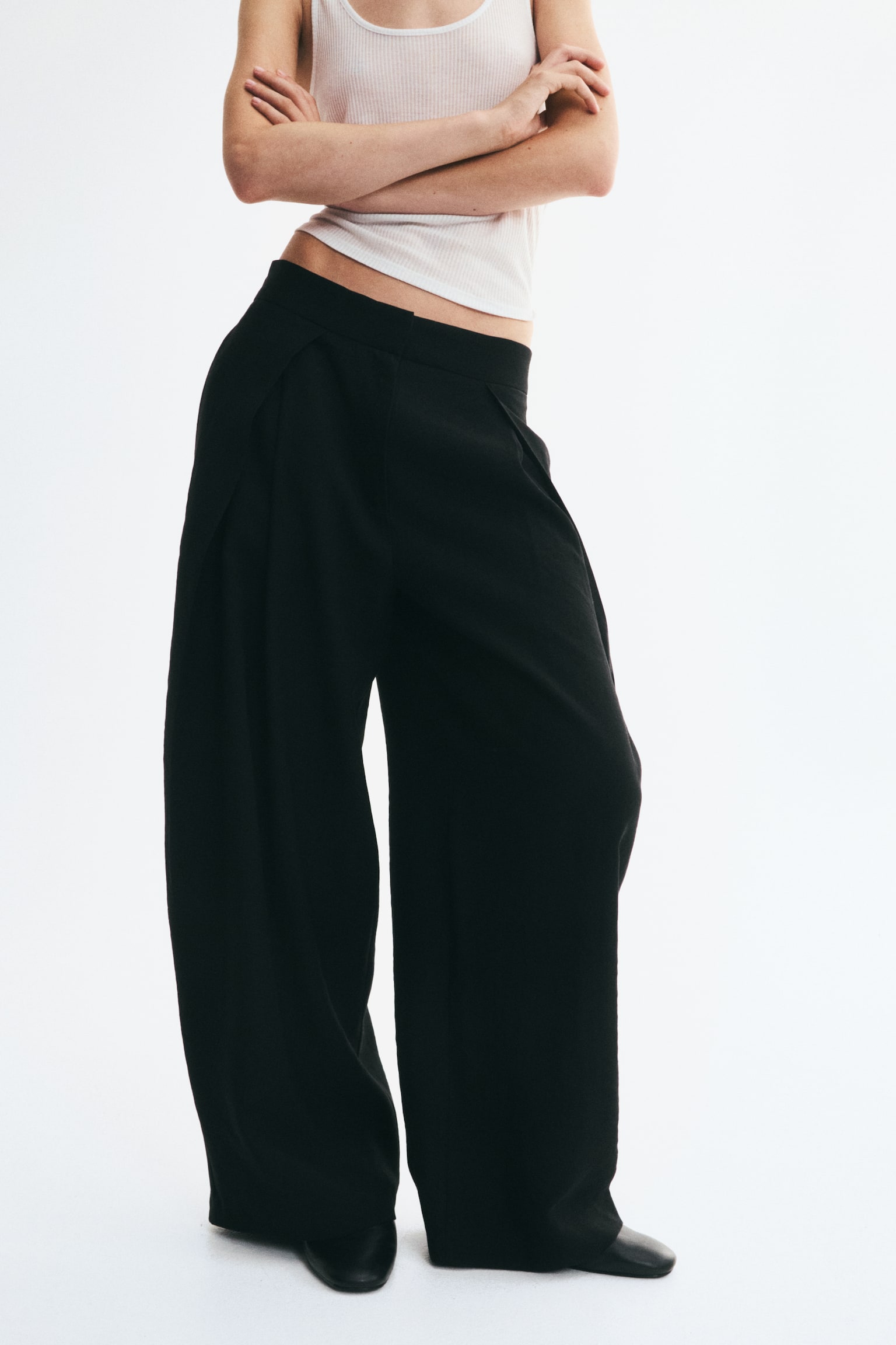 Женские брюки H&M Wrap-Detail Barrel, цвет: Чёрный — фото 5