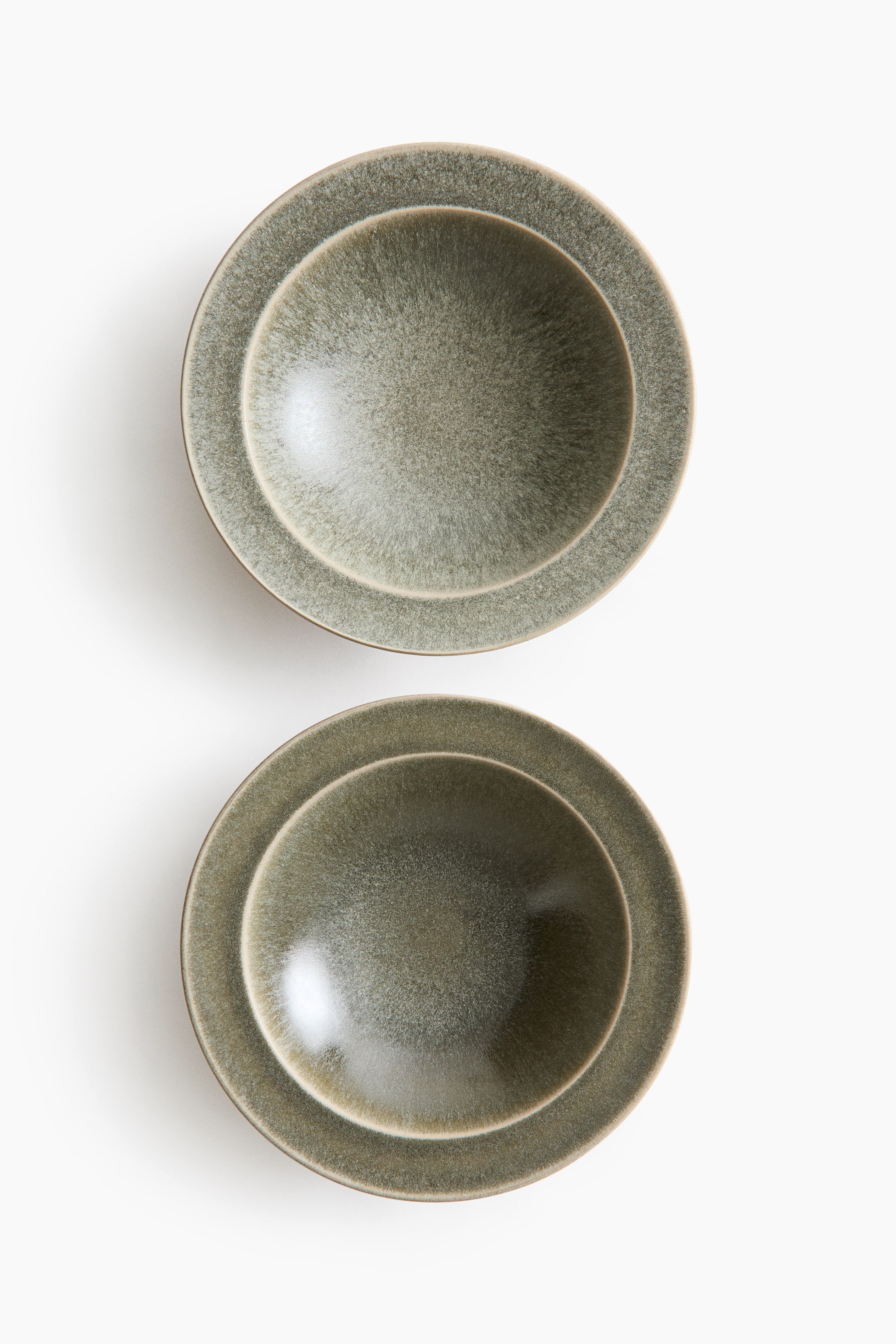 View larger image: 2-pack deep plates in stoneware - Sage green - Home All | H&M 1