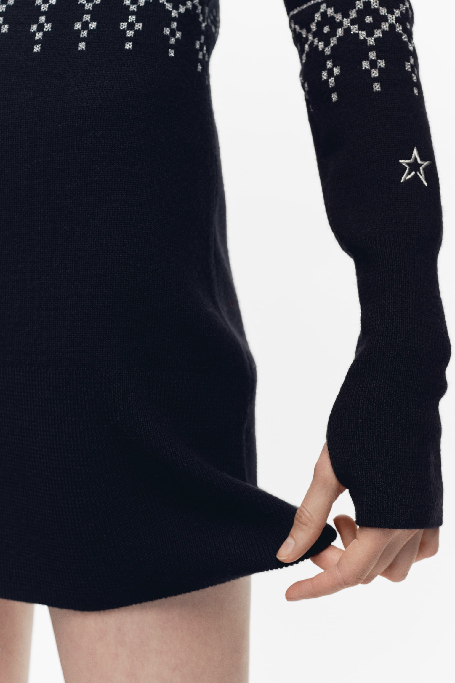 Jacquard-knit merino wool-blend dress - Black - 3