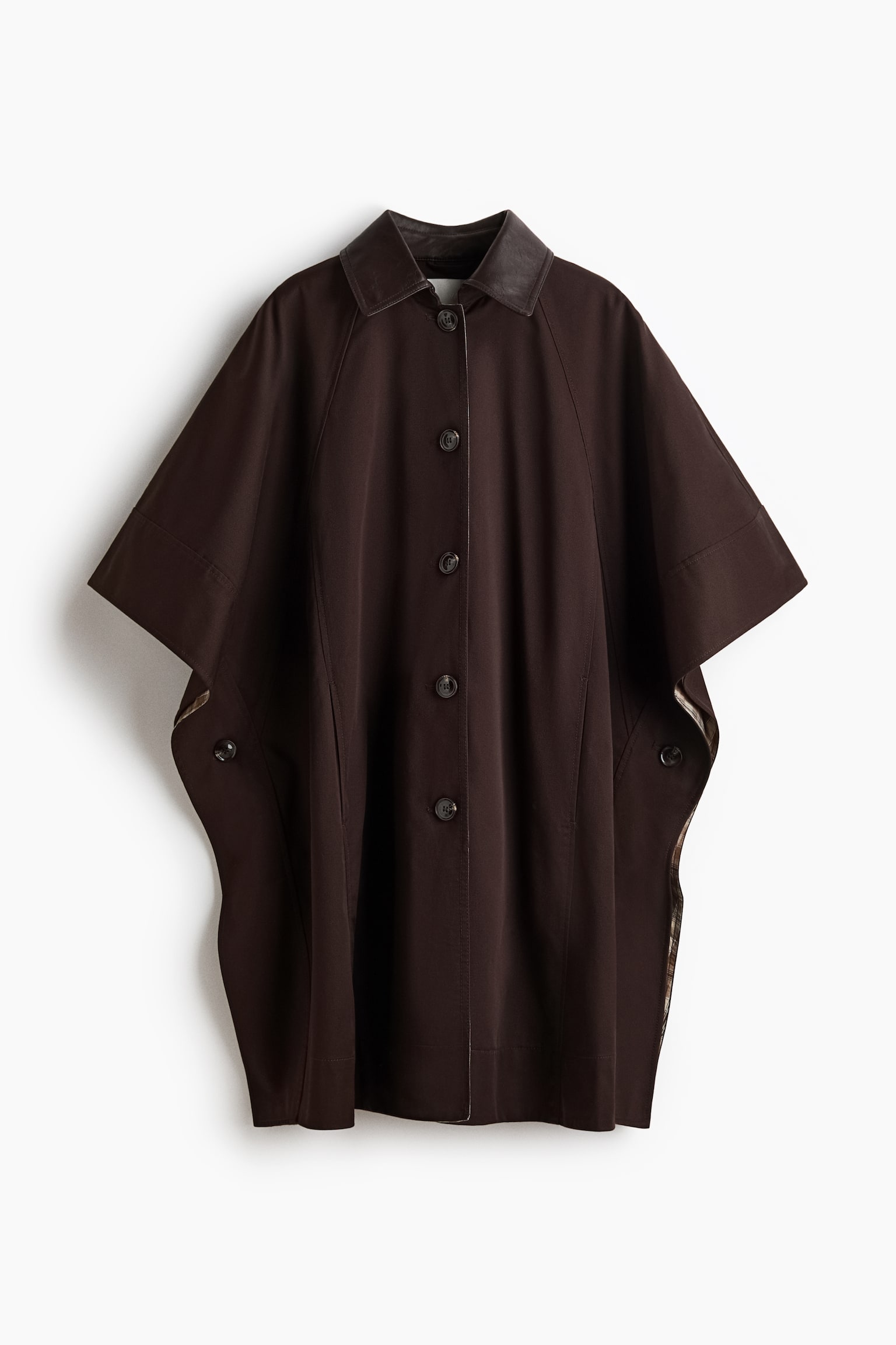 Collared cape coat - Dark brown
