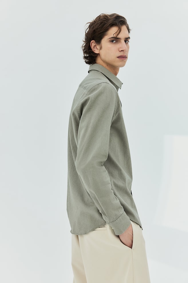 Camicia misto lino Regular Fit - Verde salvia/Beige/Beige/righe/Bianco/Blu navy/Azzurro - 6