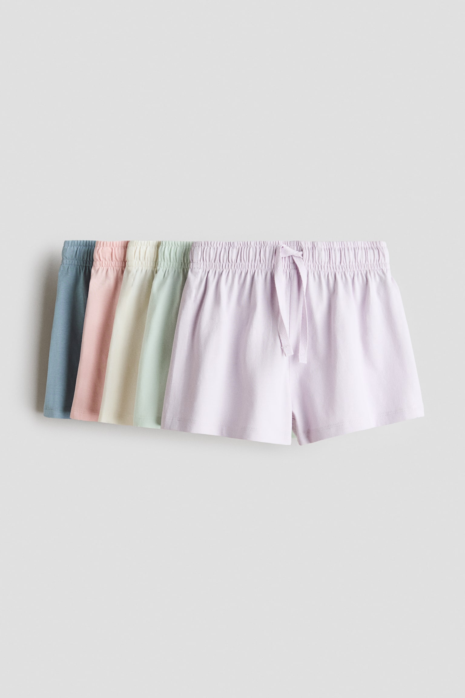 5-pack cotton jersey shorts - Light purple/Light dusty blue/Light beige/Leopard print/Pink/Light green - 1