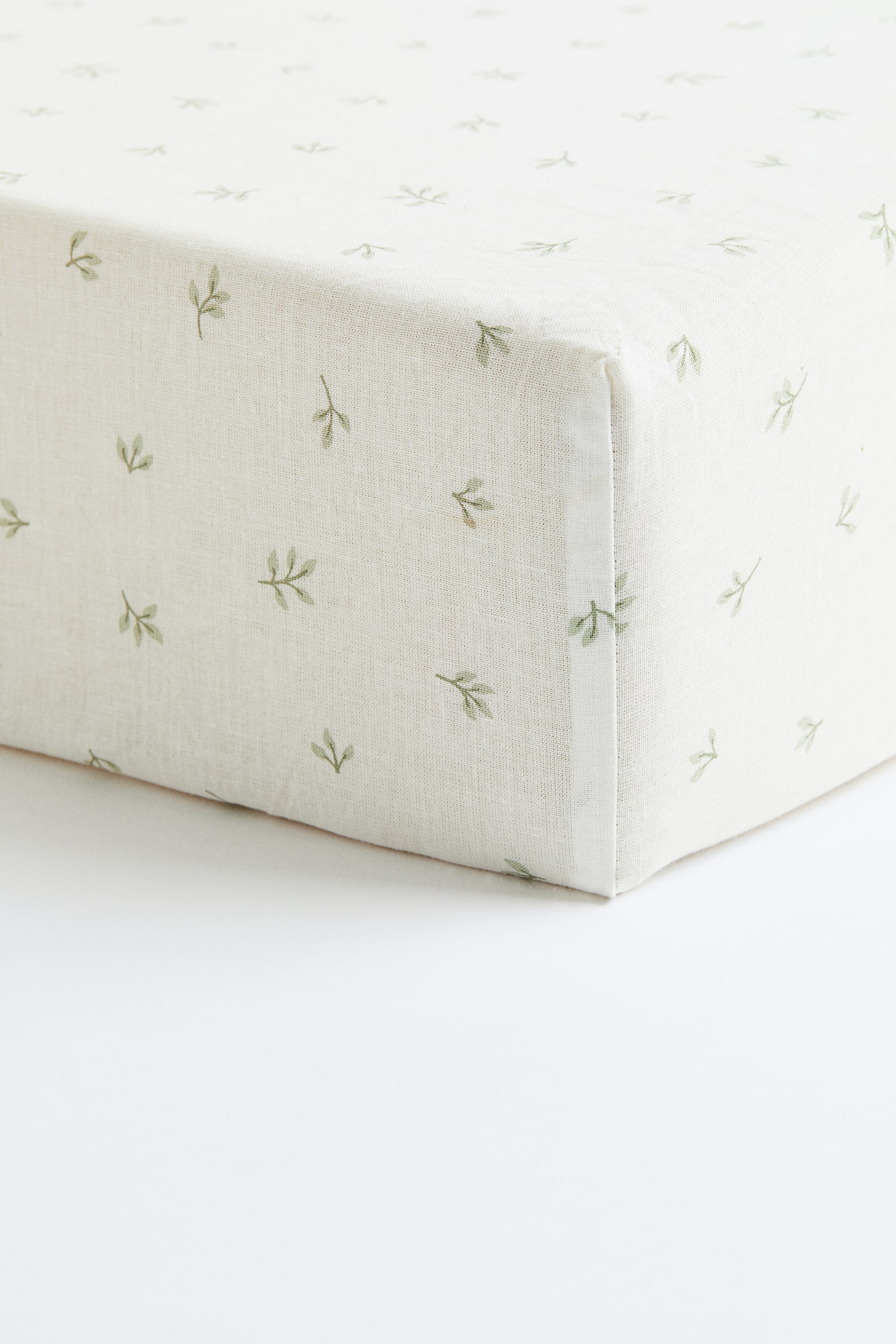 Cot fitted sheet - Natural white/Floral - 1