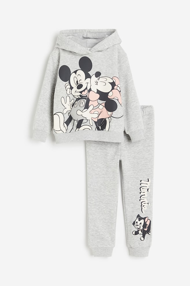 2-piece printed sweatshirt set - Light grey marl/Minnie Mouse/Pink/Barbie - 1