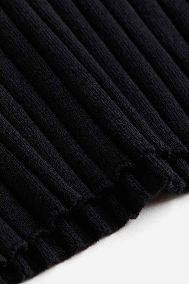 Rib-knit polo-neck top - Black/Cream - 5