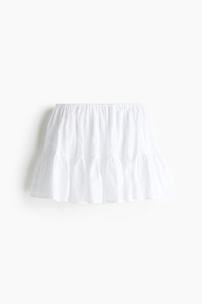 Minijupe à volants - Blanc/Gris/Bleu denim clair/Blanc/fleuri - 1