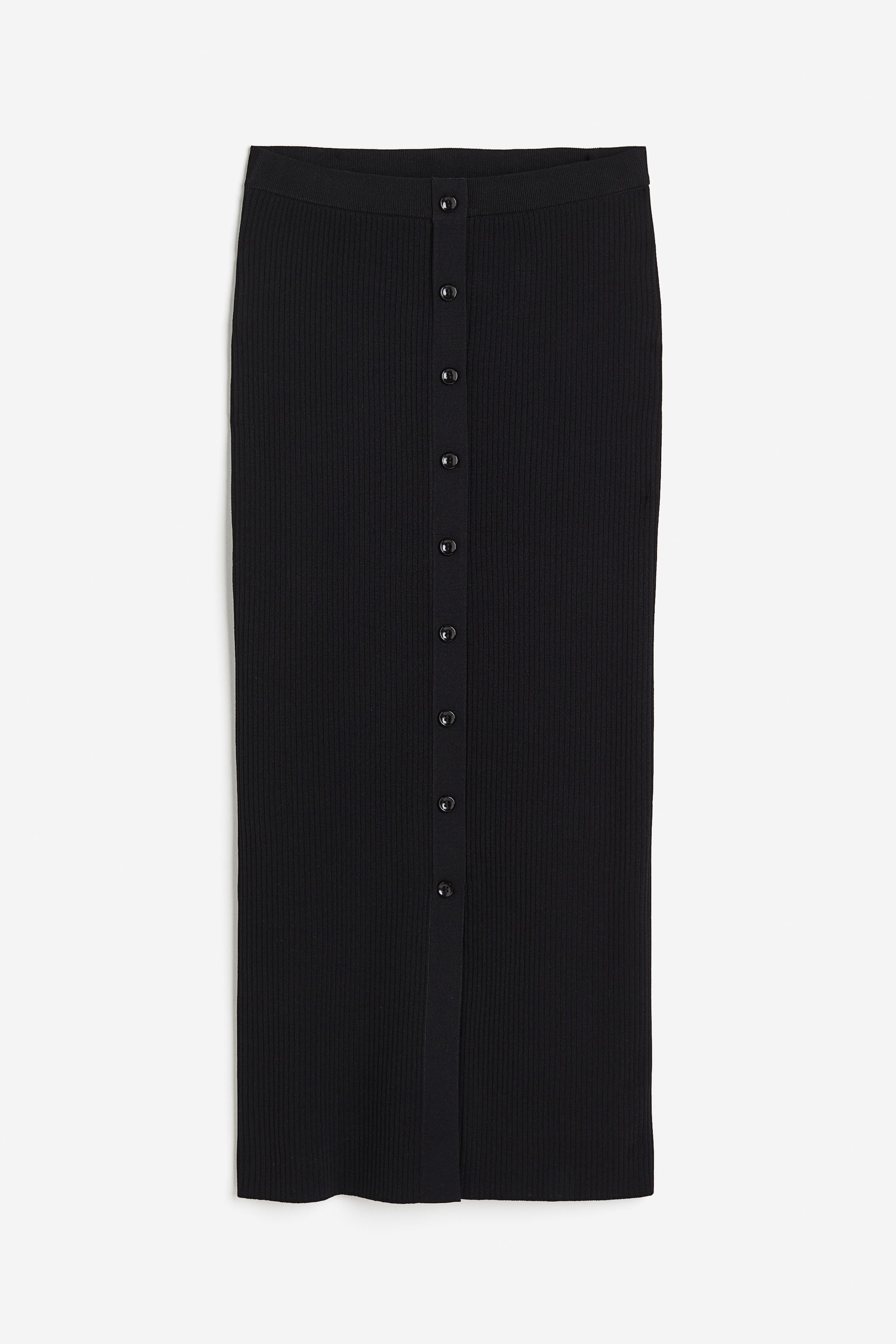 Button-front rib-knit skirt - Black - Ladies | H&M GB