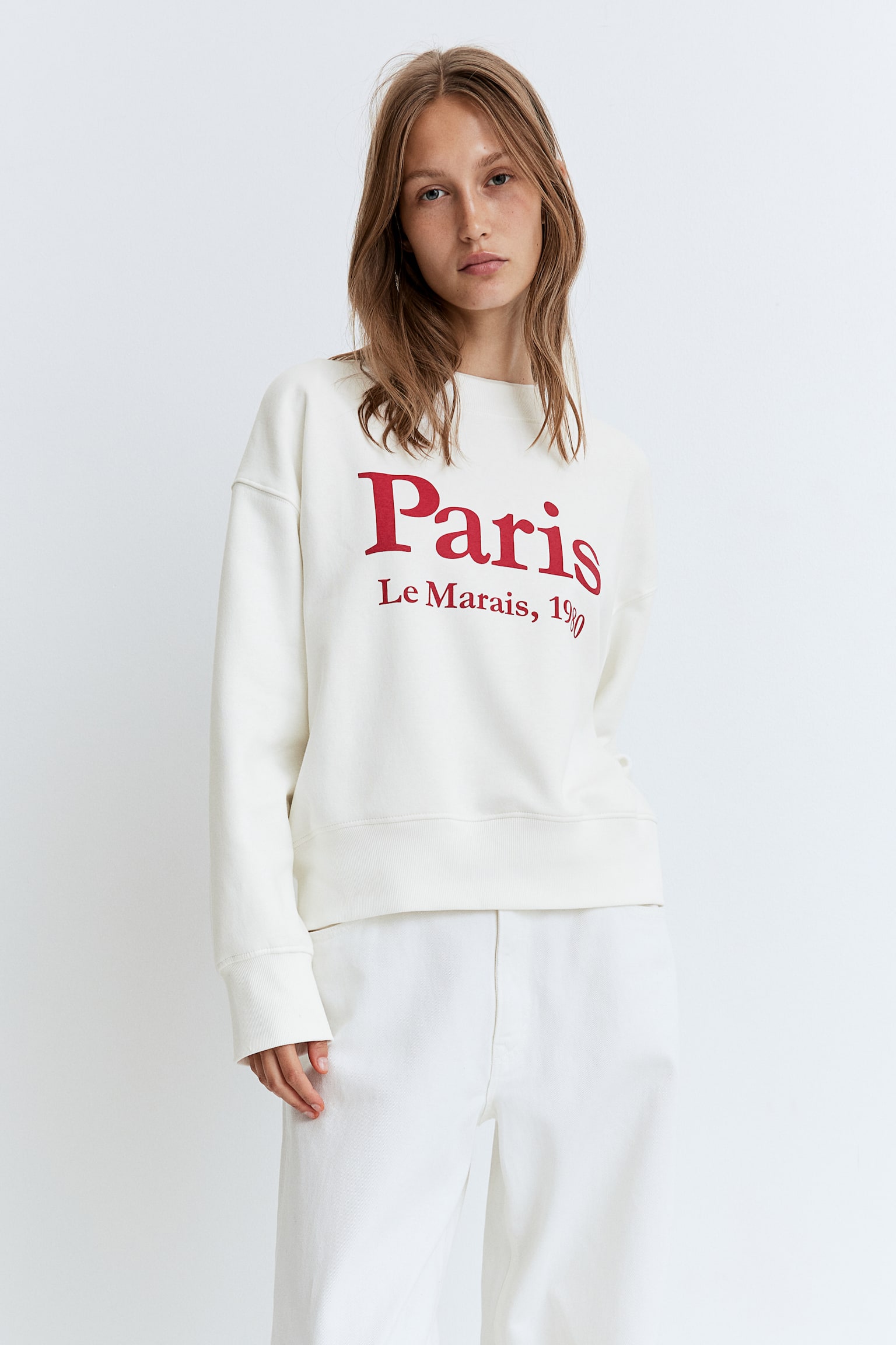 Text-motif sweatshirt - White/Paris/Dark teal - 5