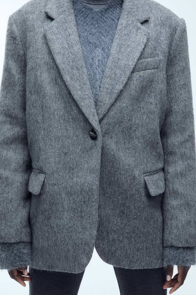 Oversized wool-blend blazer - Dark grey - 7