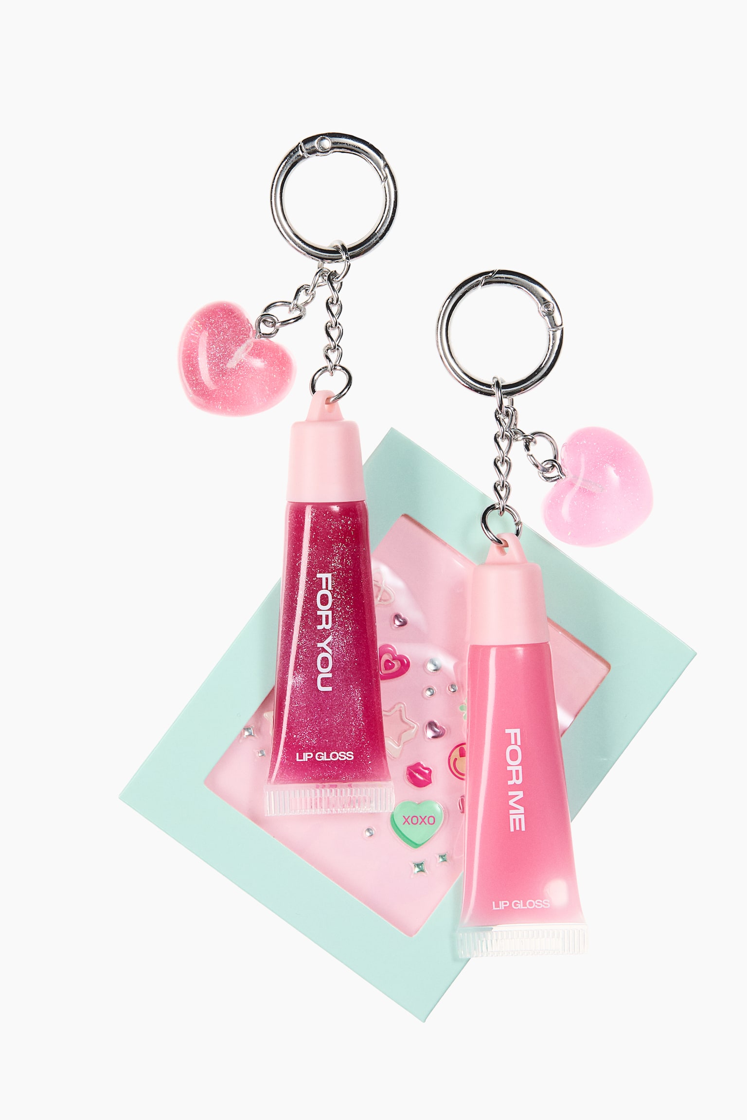 Lip Gloss Key Ring Set - Pink