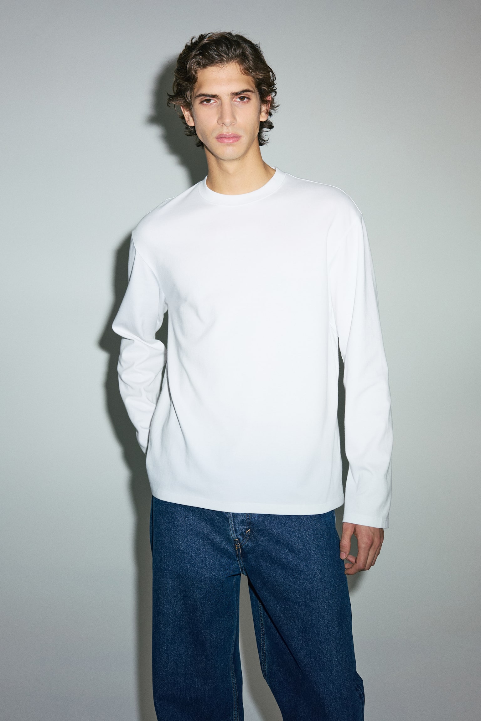 Playera Cooling Regular Fit de manga larga - Blanco/Café claro/Negro - 3