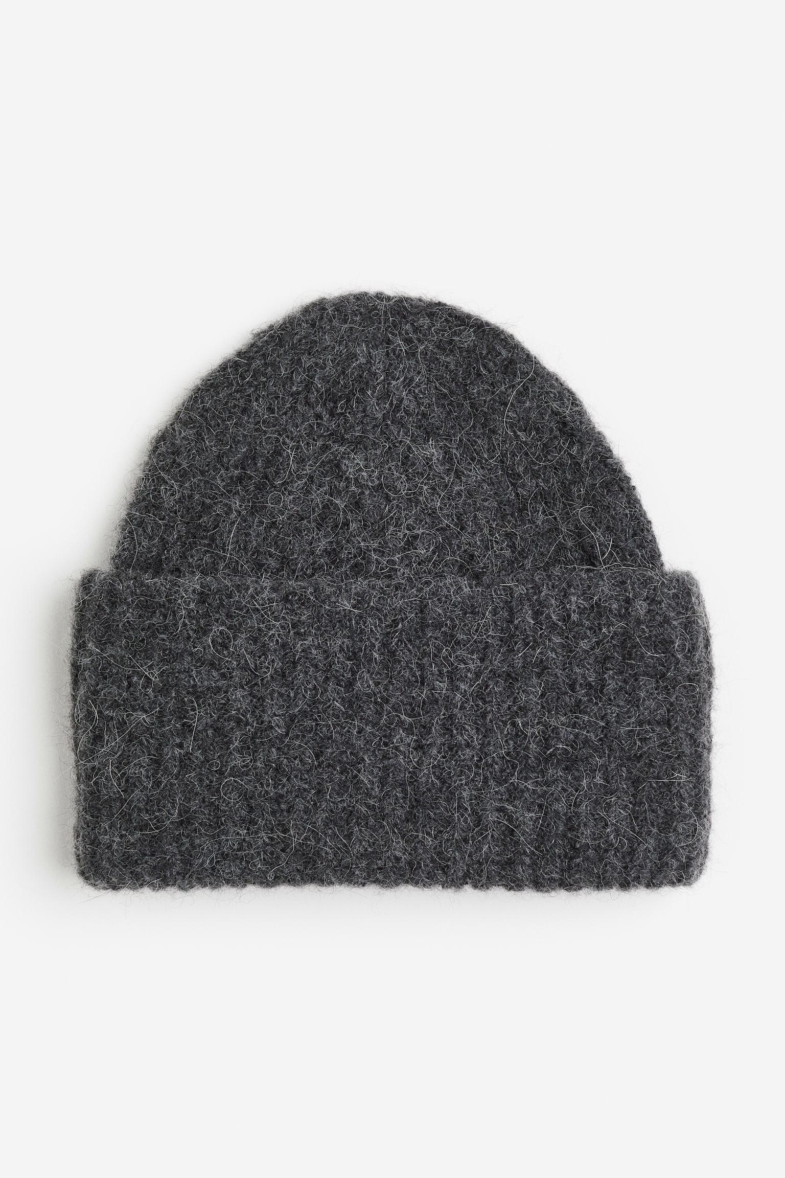 Rib-knit beanie - Dark grey/Beige marl - 1