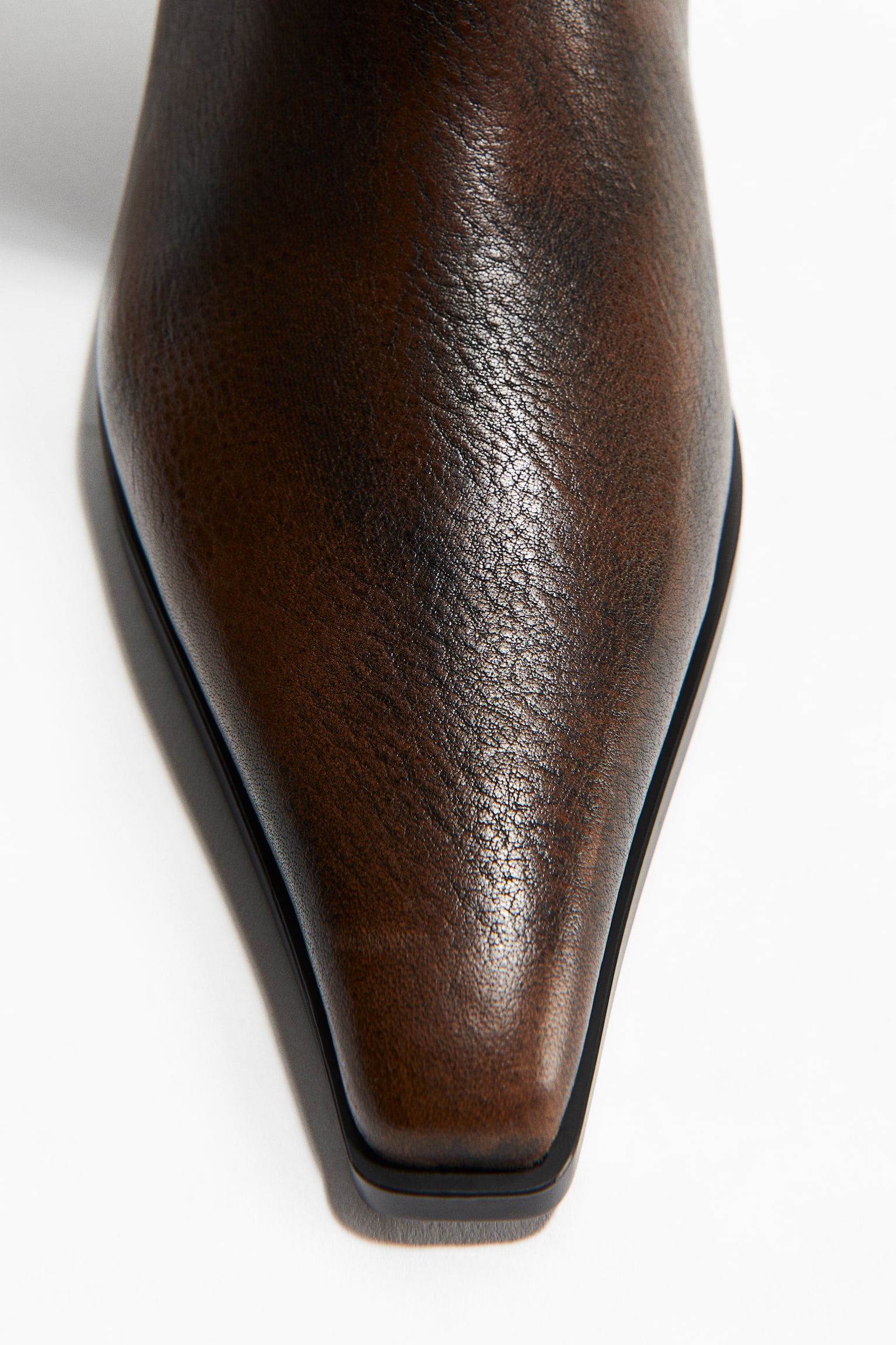 レザーロングブーツ - ダークブラウン - 4