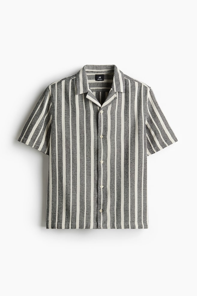 Regular-Fit Textured Resort Shirt - Navy blue/striped/Light blue/striped - 1