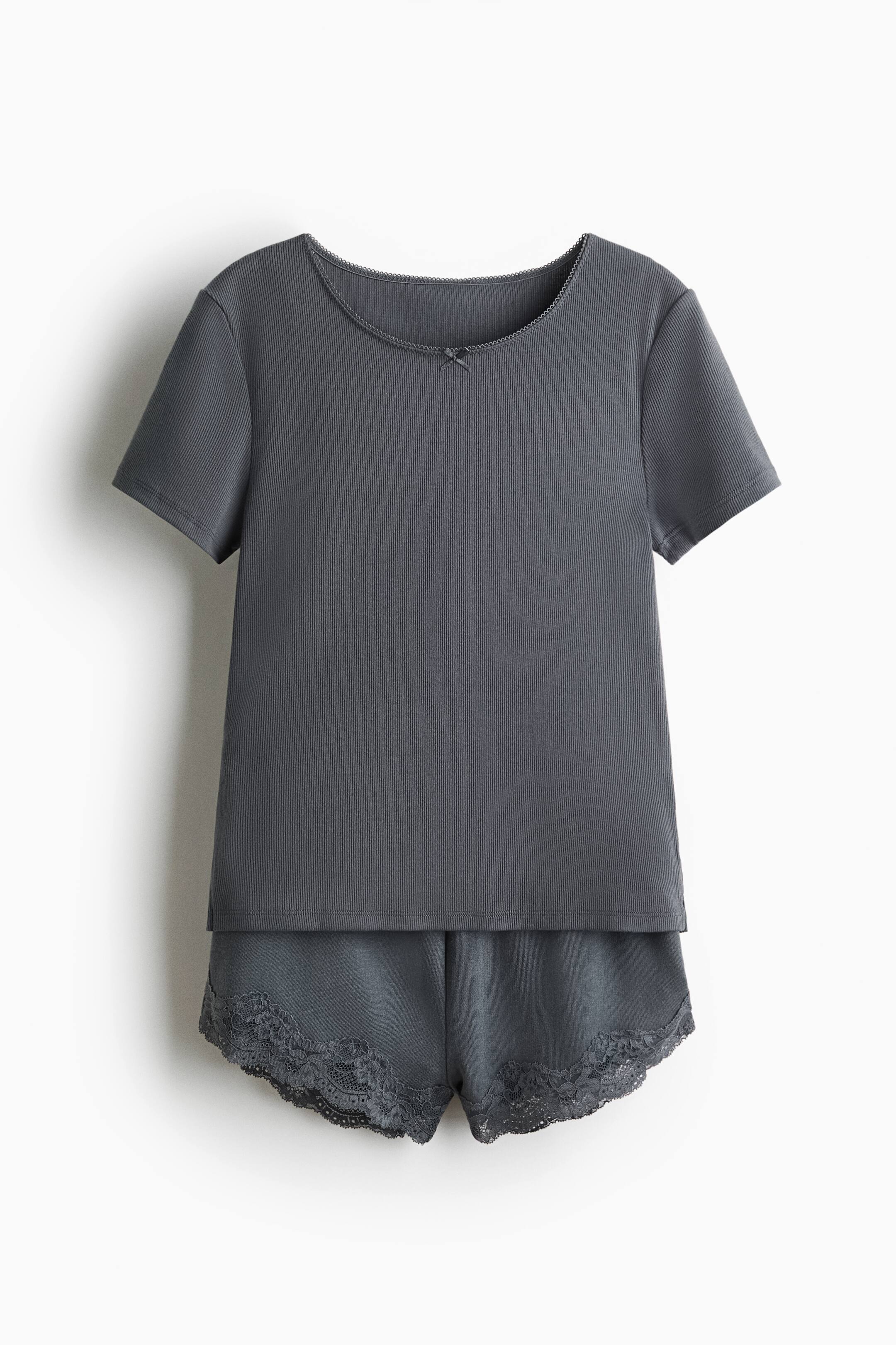 View larger image: Cotton jersey pyjamas - Dark grey - Ladies | H&M 1