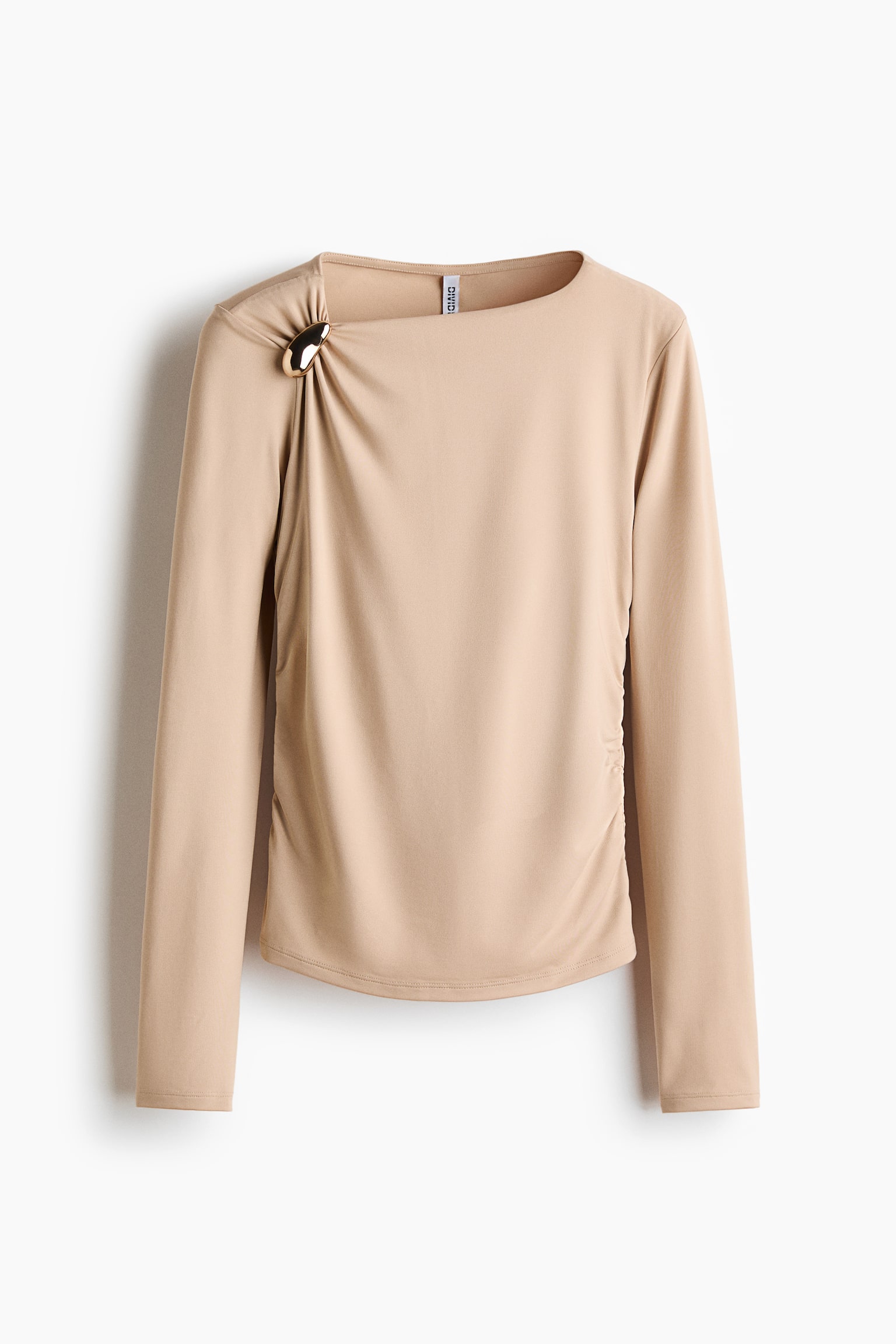 Asymetryczny top dżersejowy - Beżowy/Czarny/Brązowy - 1