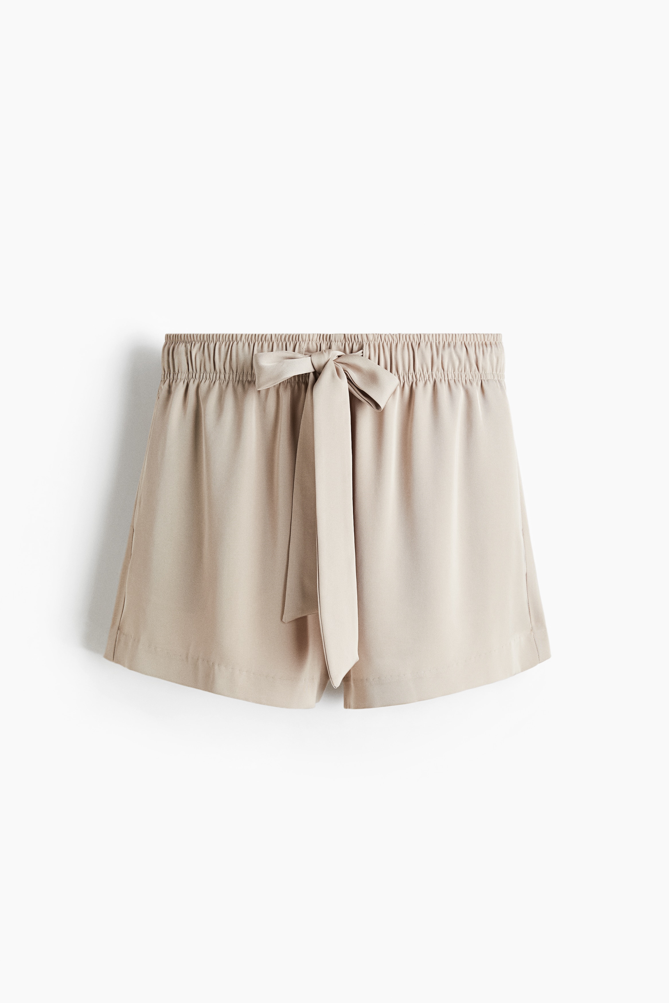Twill Drawstring Shorts - Beige/Black/Light turquoise/striped