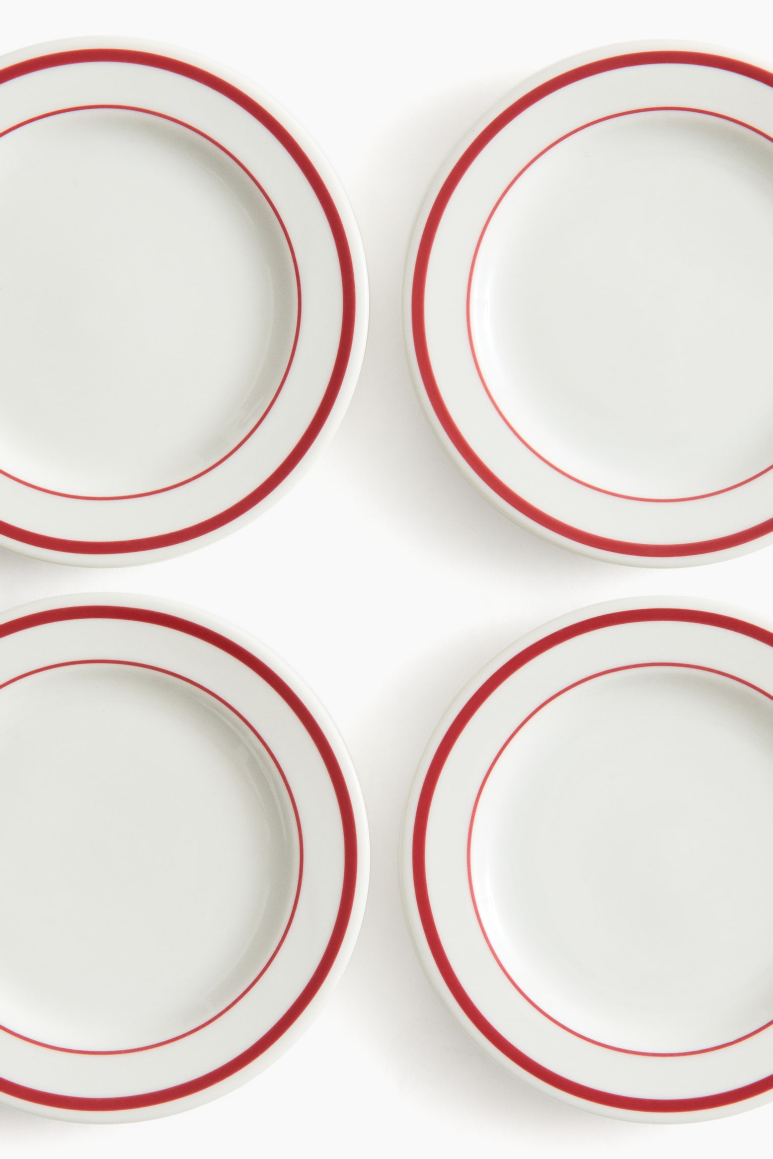4-pack porcelain side plates - White/Red/White/Black - 2