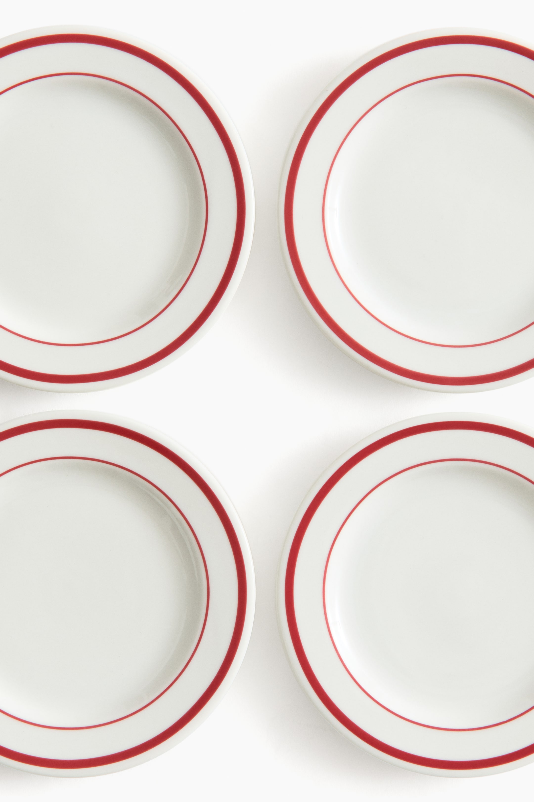 Ver imagem maior: Pack de 4 pratos pequenos em porcelana - Branco/Vermelho - HOME | H&M PT 2
