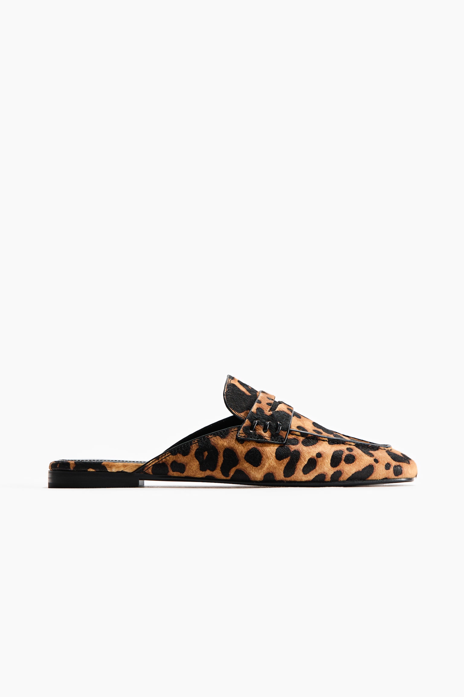 Leather loafer mules - Beige/Leopard print/Dark brown/Cowhide print - 2