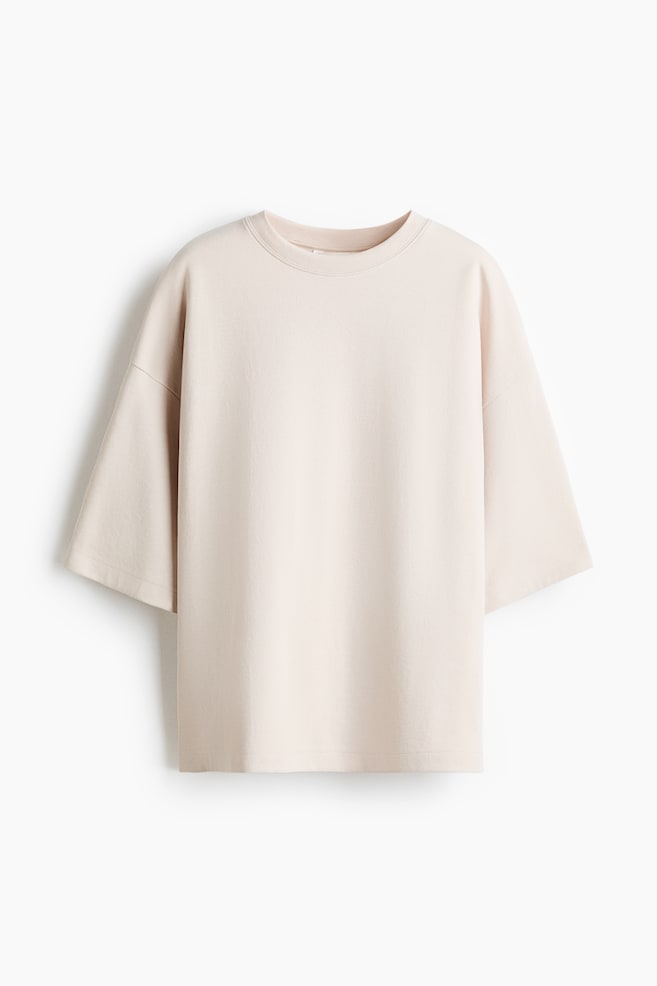 Camiseta interlock - Beige claro/Café oscuro - 1