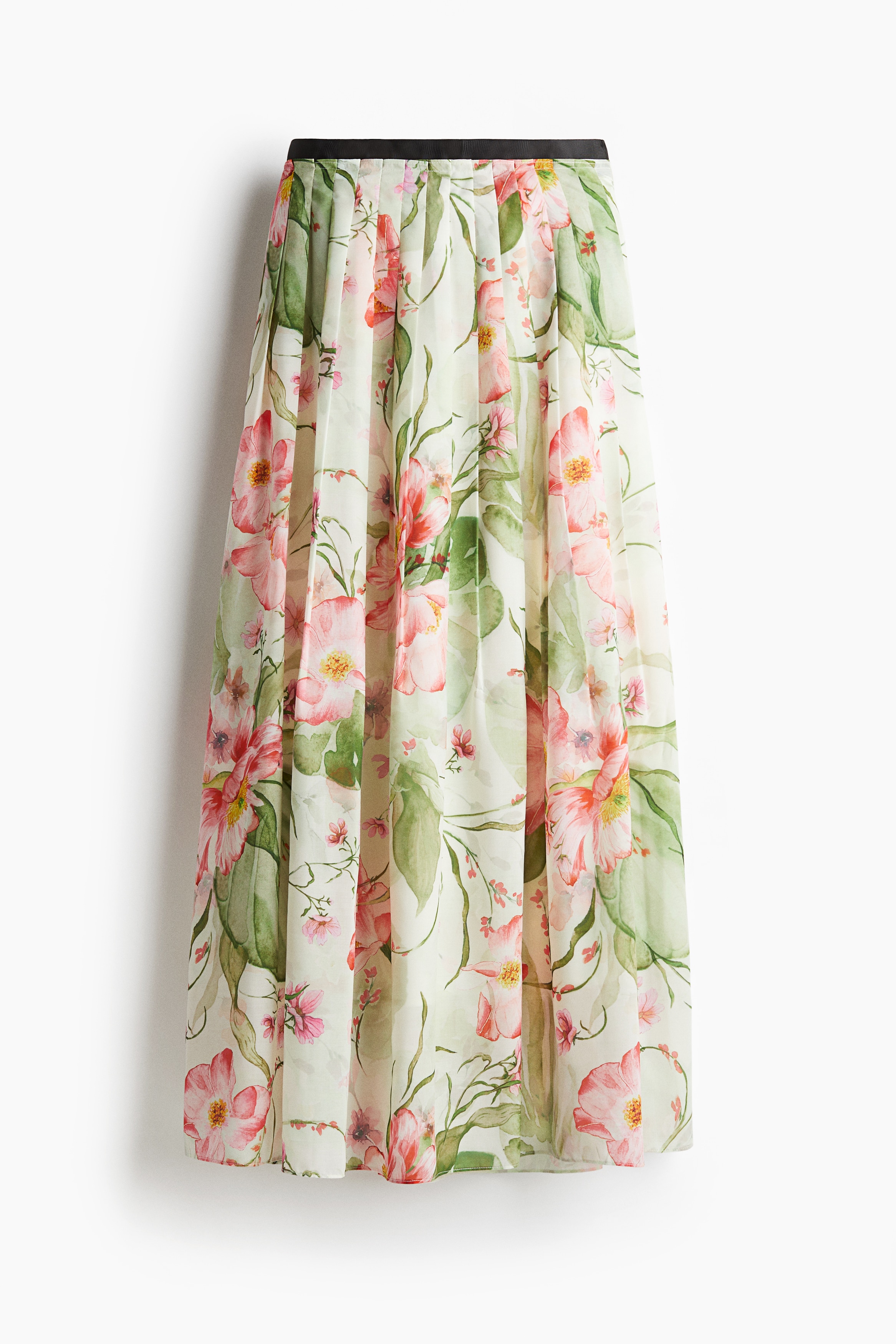 Pleated skirt - White/Floral