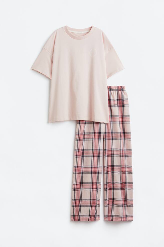 Printed pyjamas - Light pink/Checked/Natural white/Patterned - 1