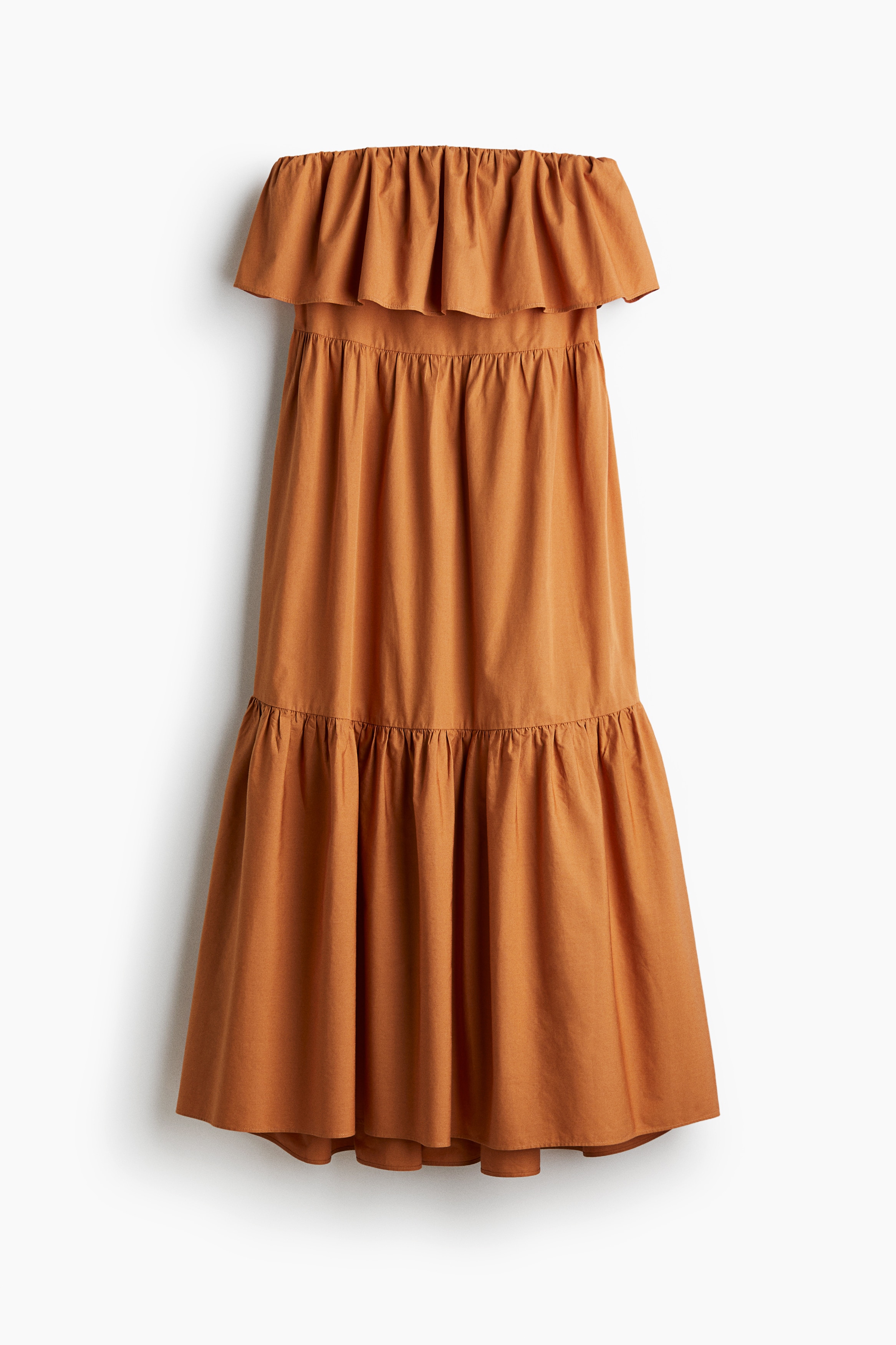 Cotton poplin bandeau dress - Orange
