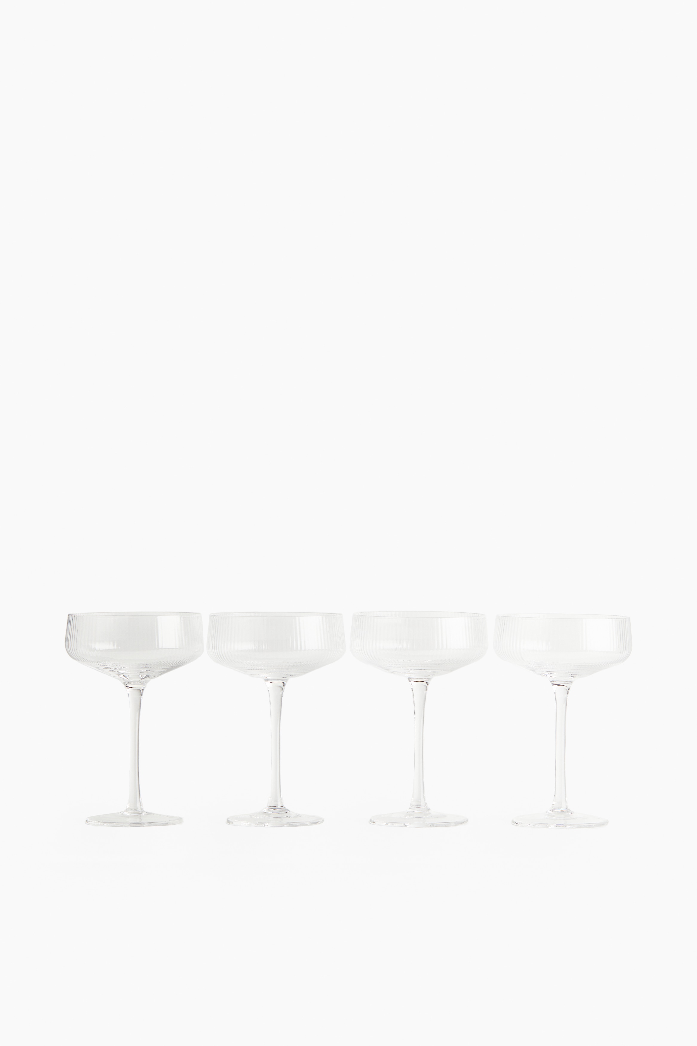 4-Pack Fluted Coupe Glasses - Clear glass