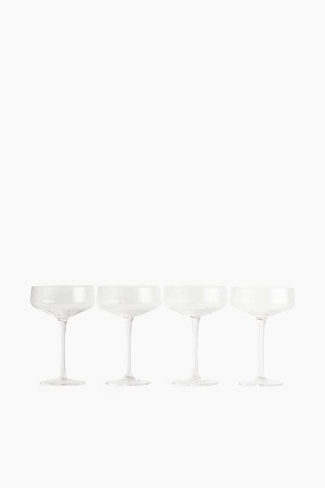 Set van 4 coupes van ribbelglas - Helder glas - 1