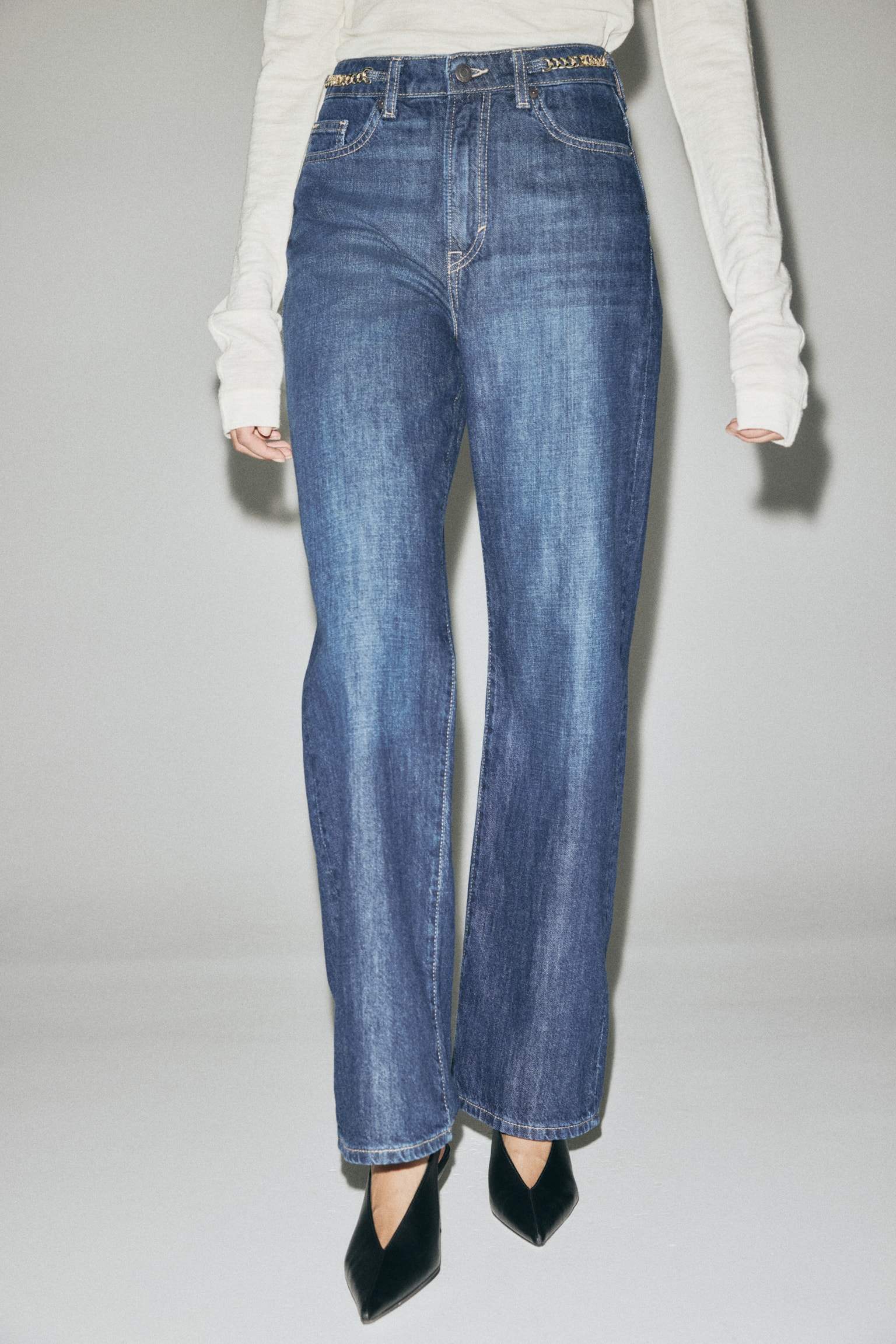 Straight High Jeans - Dunkles Denimblau - 6