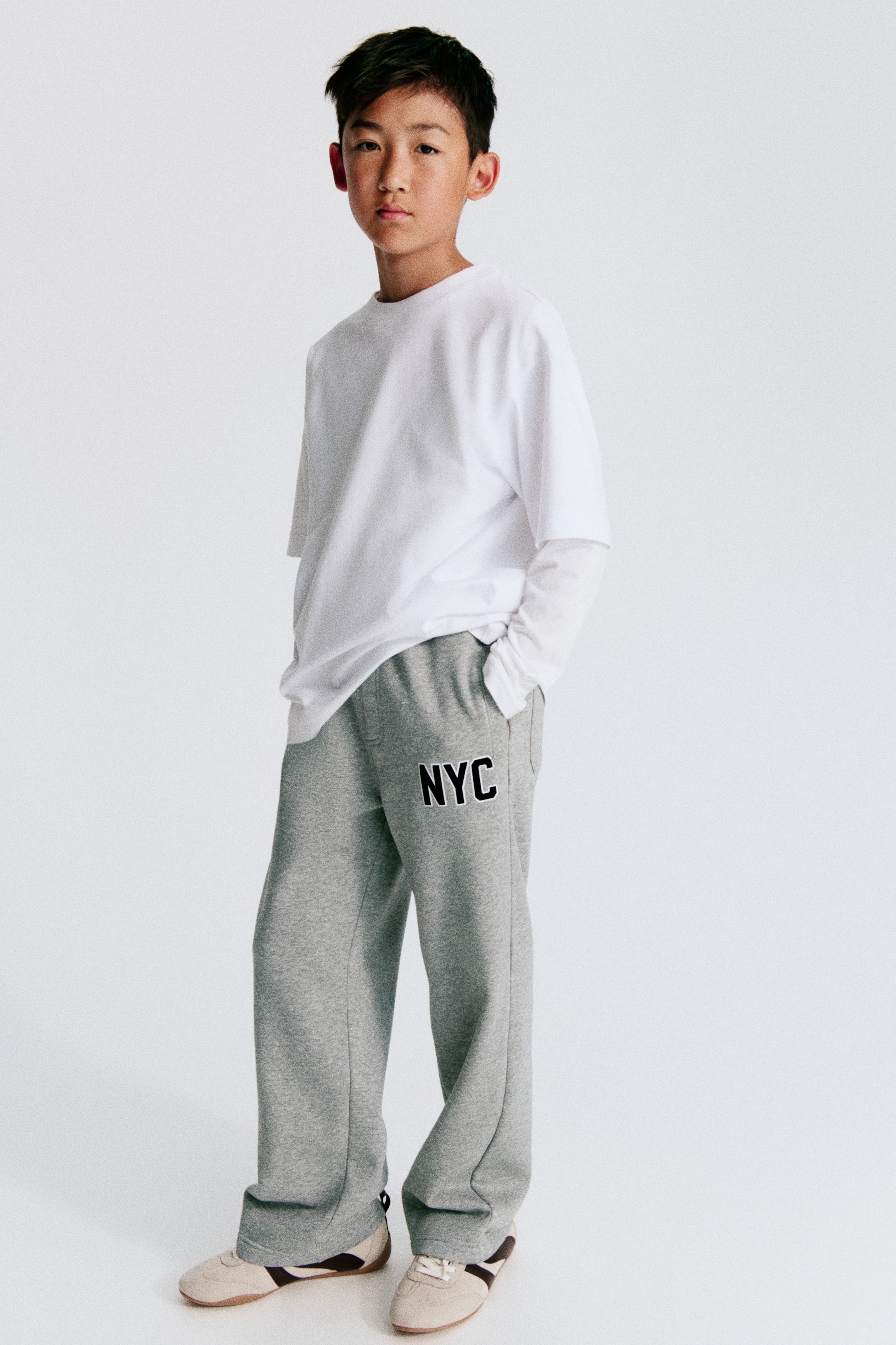 Brushed-Inside Joggers with Printed Motif