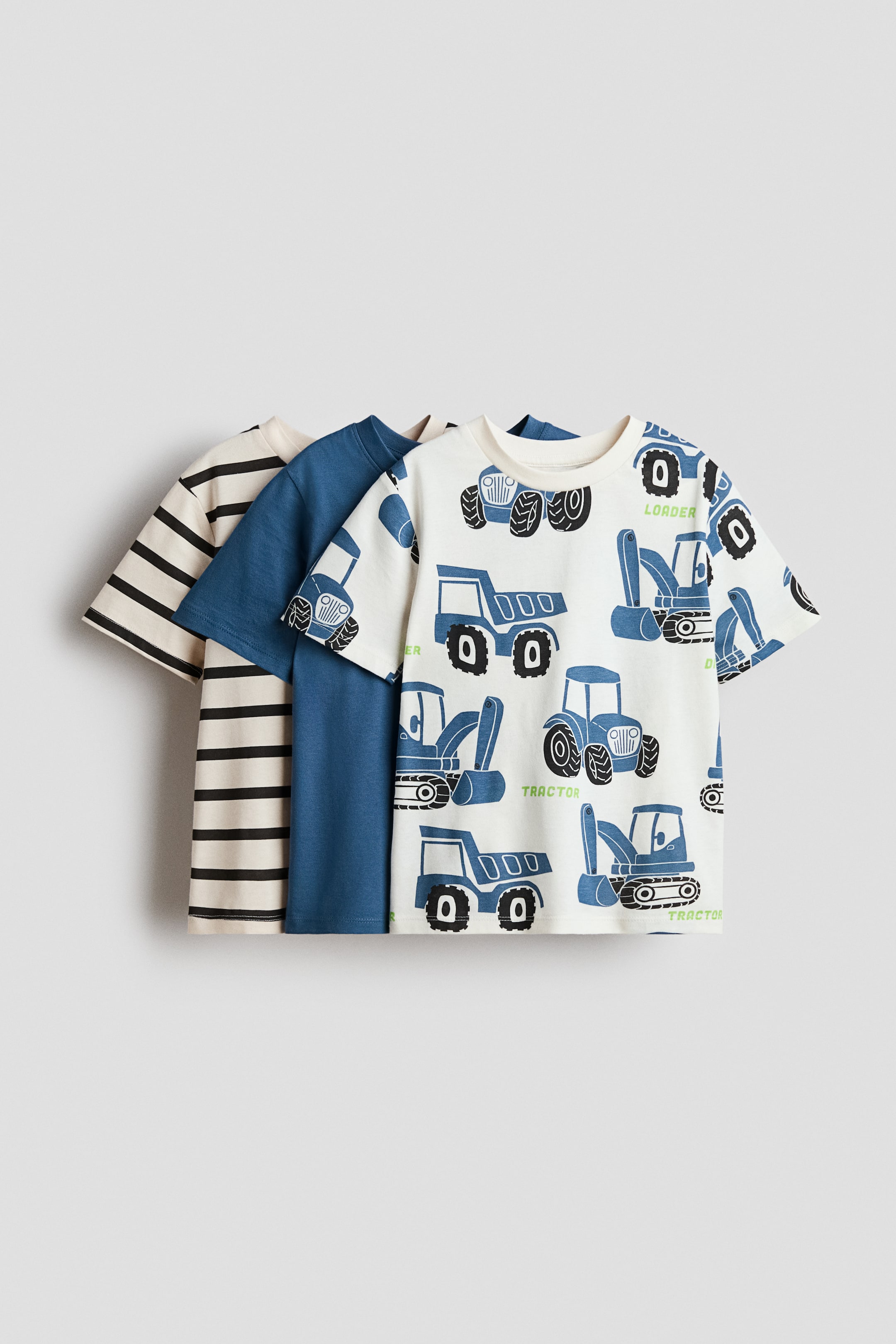 이미지 확대 보기: 프린트 티셔츠 3피스 세트 - 블루/트랙터 - Kids | H&M KR 1