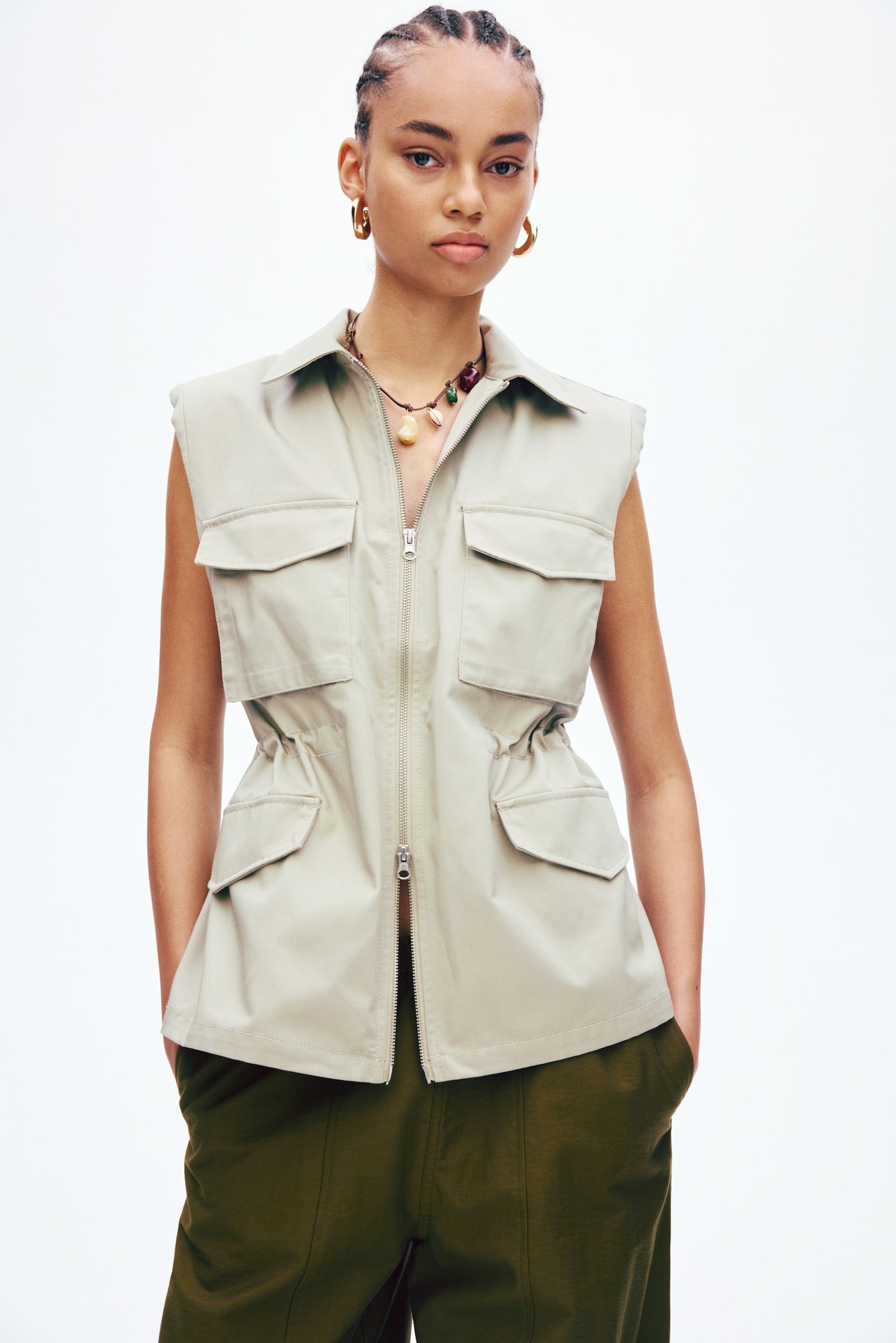 Balloon cargo trousers - Dark khaki green/Ivory/Beige/Dark brown - 6