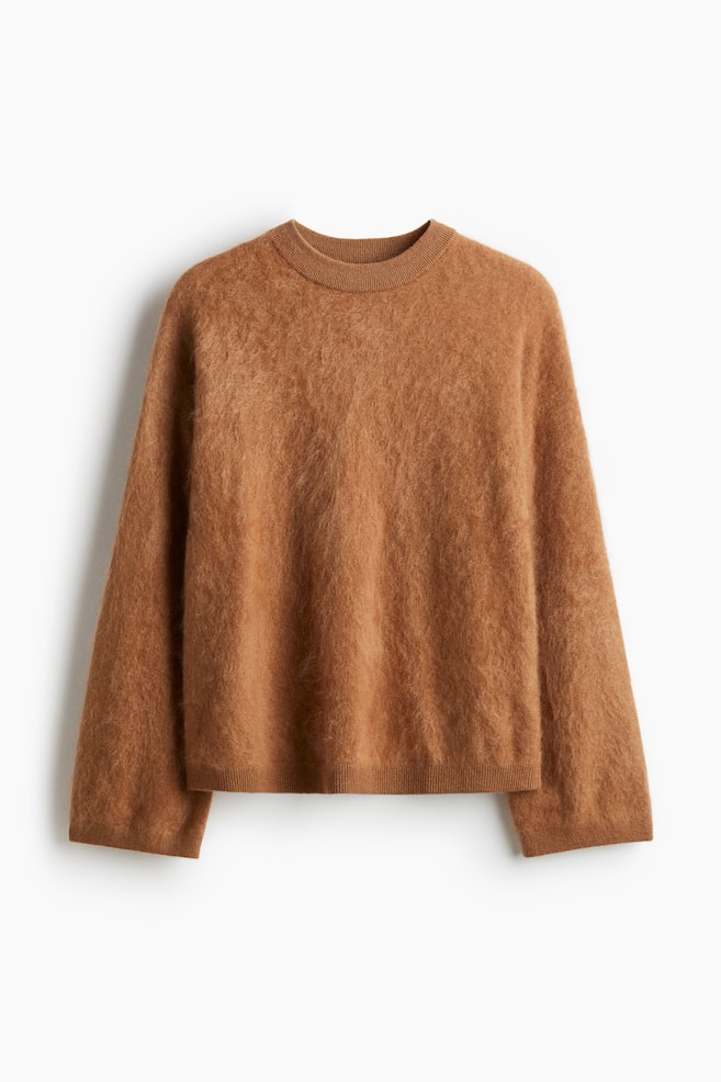 Brushed Cashmere Sweater - Light brown - 1