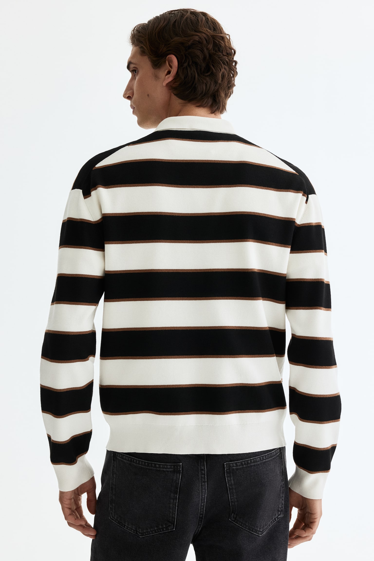 Relaxed Fit Polo shirt - Black/Striped - 3