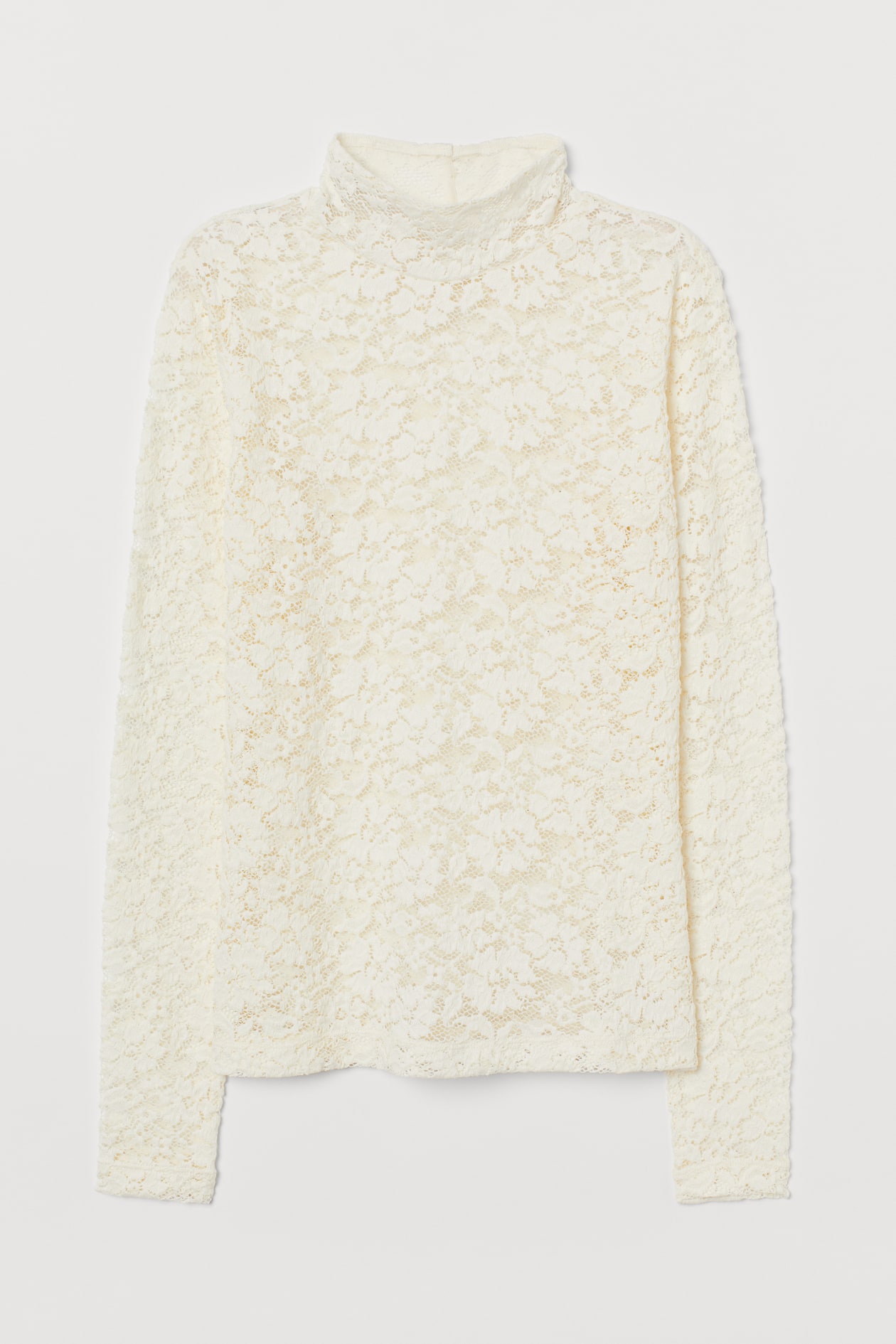 Lace Mock-turtleneck Top - Mock Turtleneck - Long sleeve - Cream ...