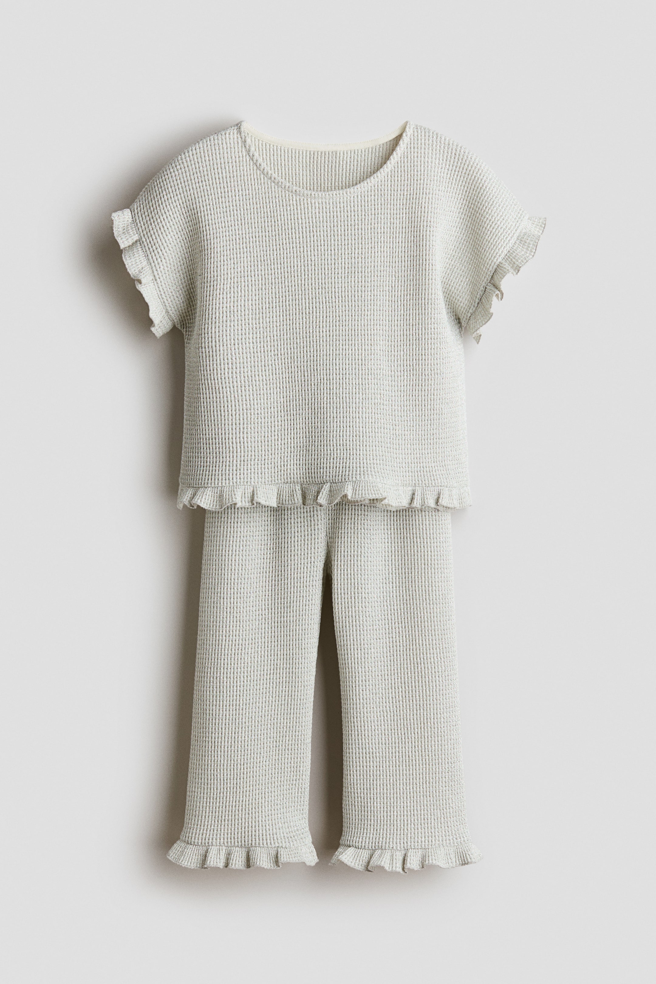 查看大圖: 2件組華夫格棉質套裝 - 淺米色 - Kids | H&M 1