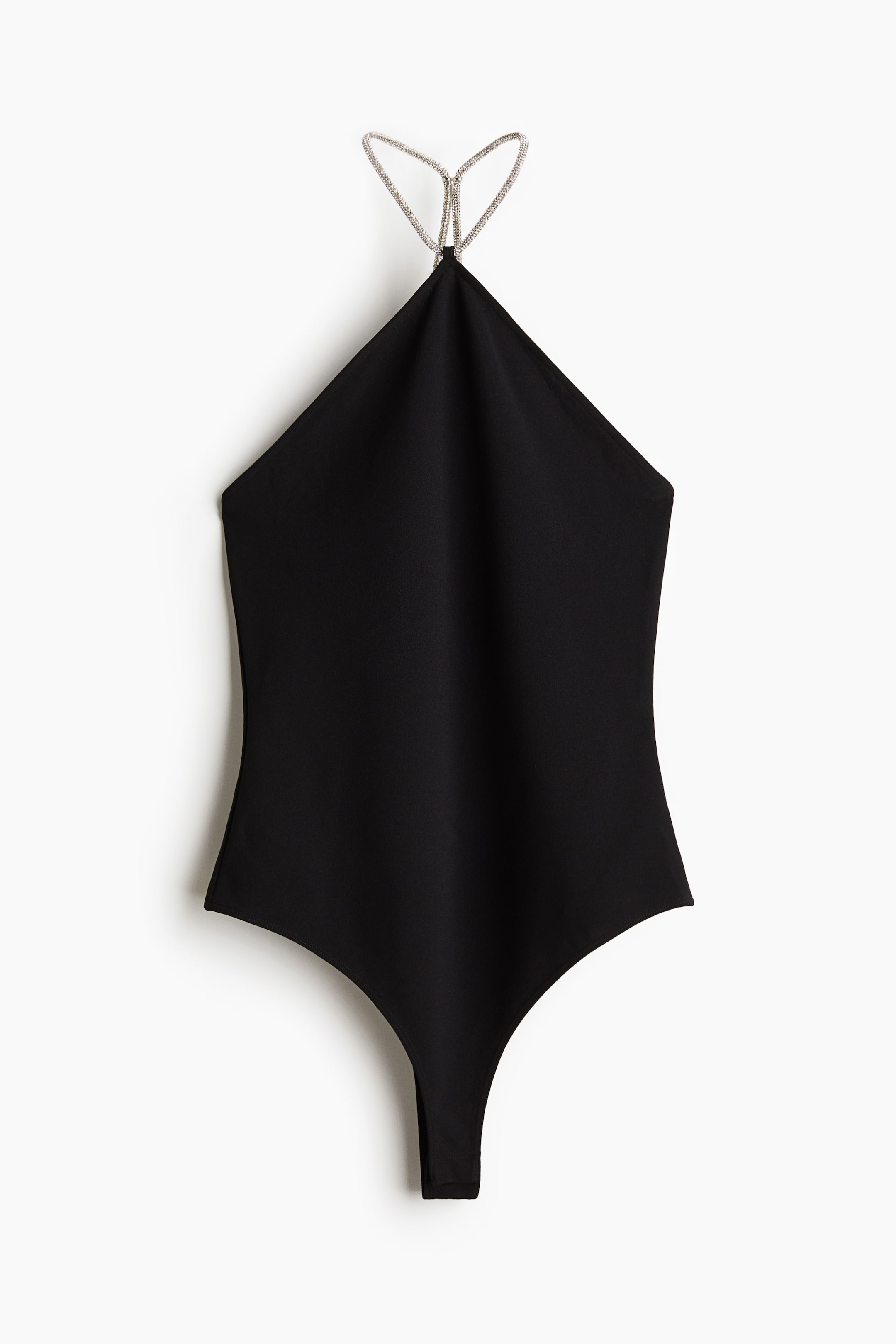 View larger image: Rhinestone Strap Halterneck Bodysuit - Black - Ladies | H&M AU 1