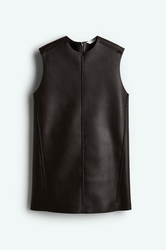 Braided-detail coated dress - Dark brown - 1