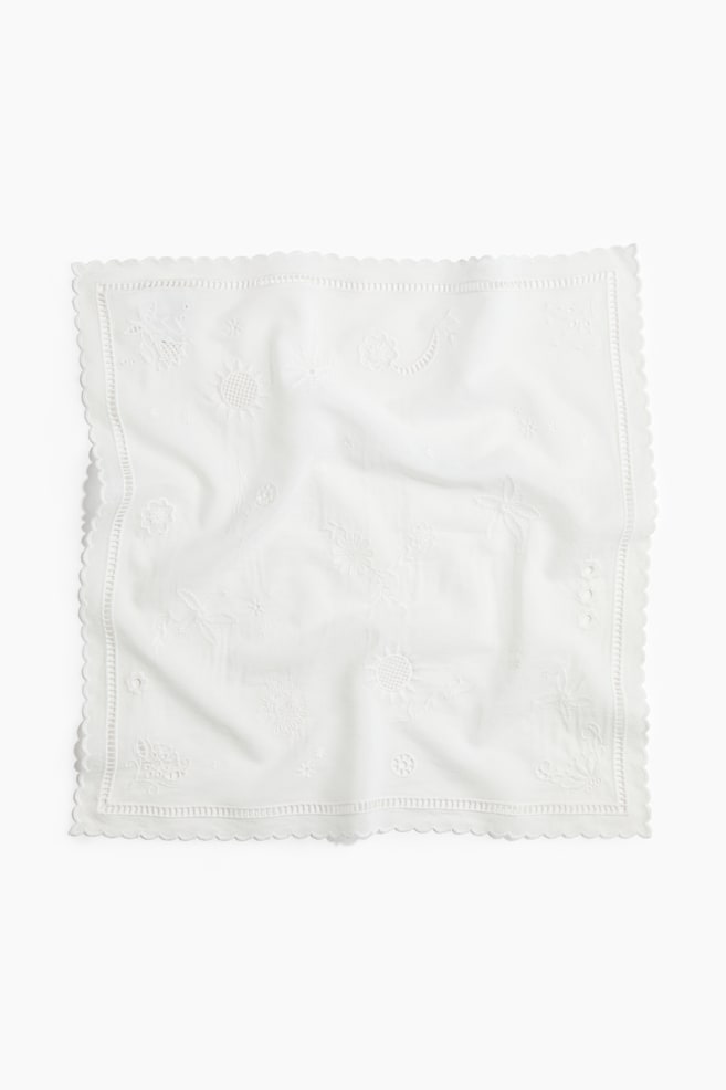 Eyelet-Embroidered Scarf - White - 1
