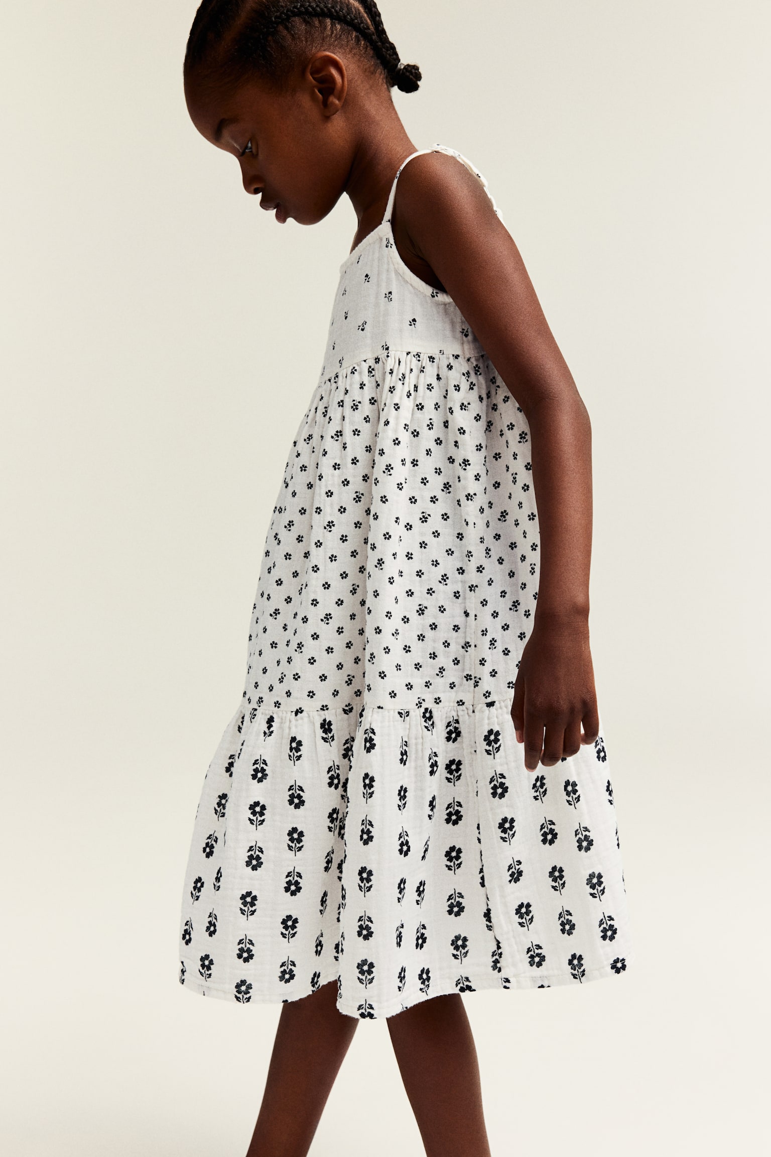 Tiered muslin dress - White/Floral - 2