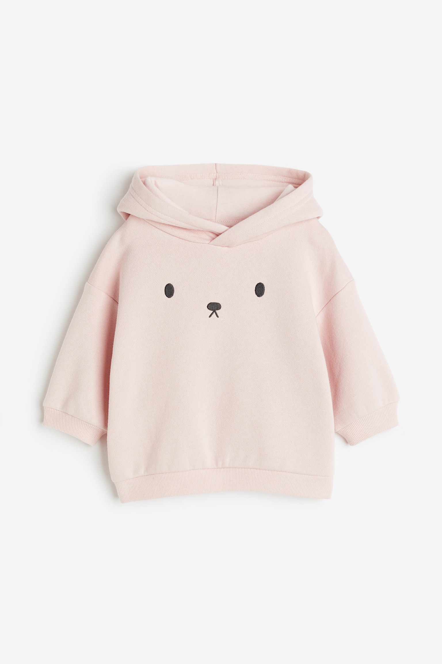 Ear Detail Hoodie - Light pink/Light grey marle - 1